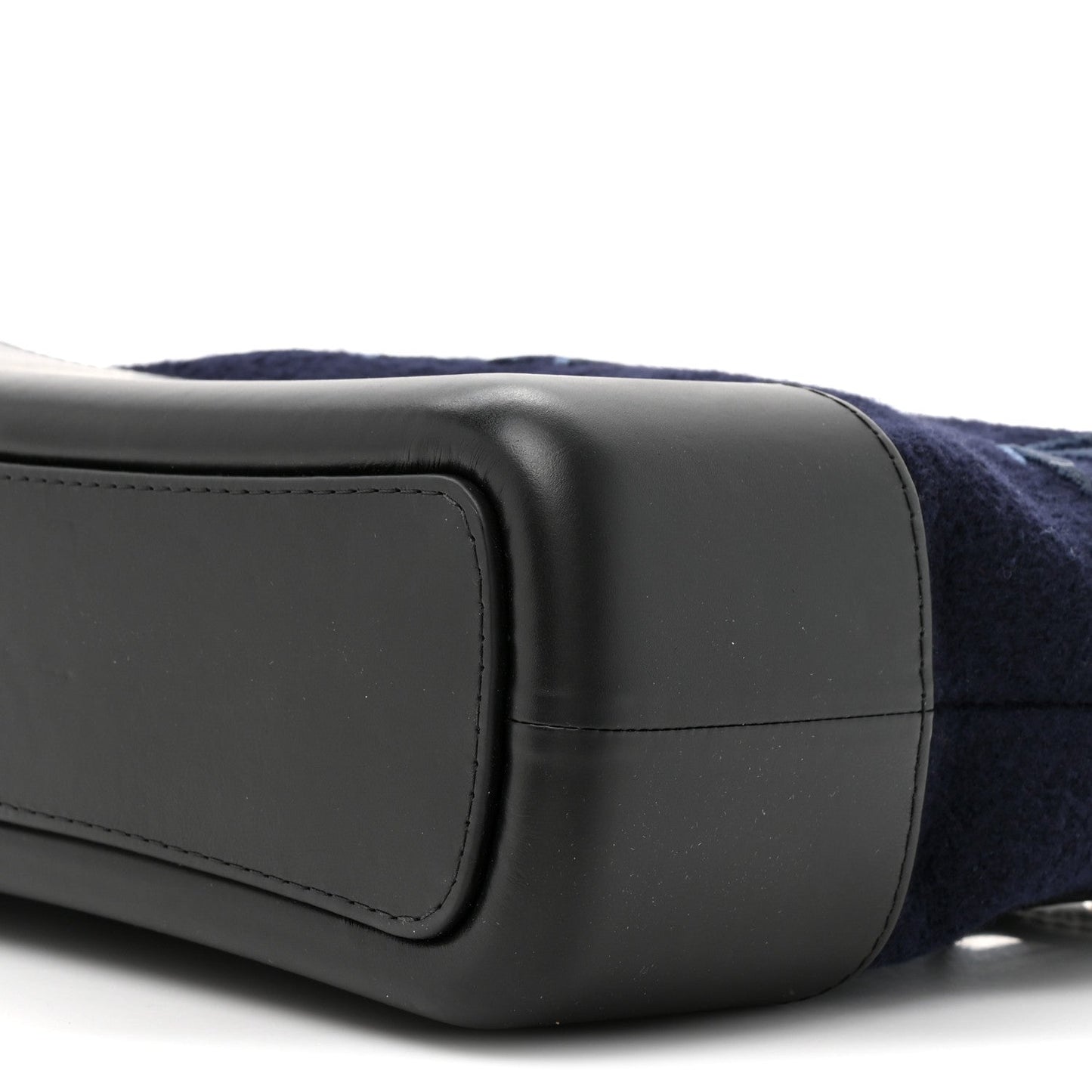 Calfskin Wool Embroidered Paris Hamburg Medium Gabrielle Hobo Dark Navy Blue