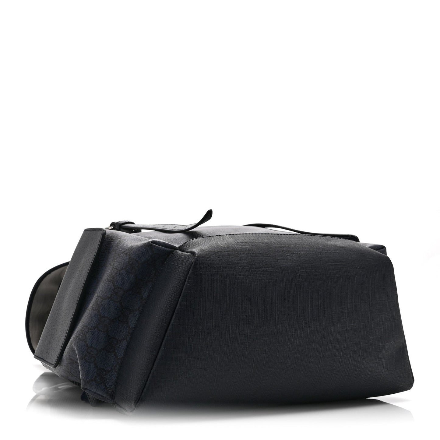 GG Supreme Monogram Textured Dollar Calfskin Medium Ophidia Double Buckle Backpack Blue Dark Blue Black