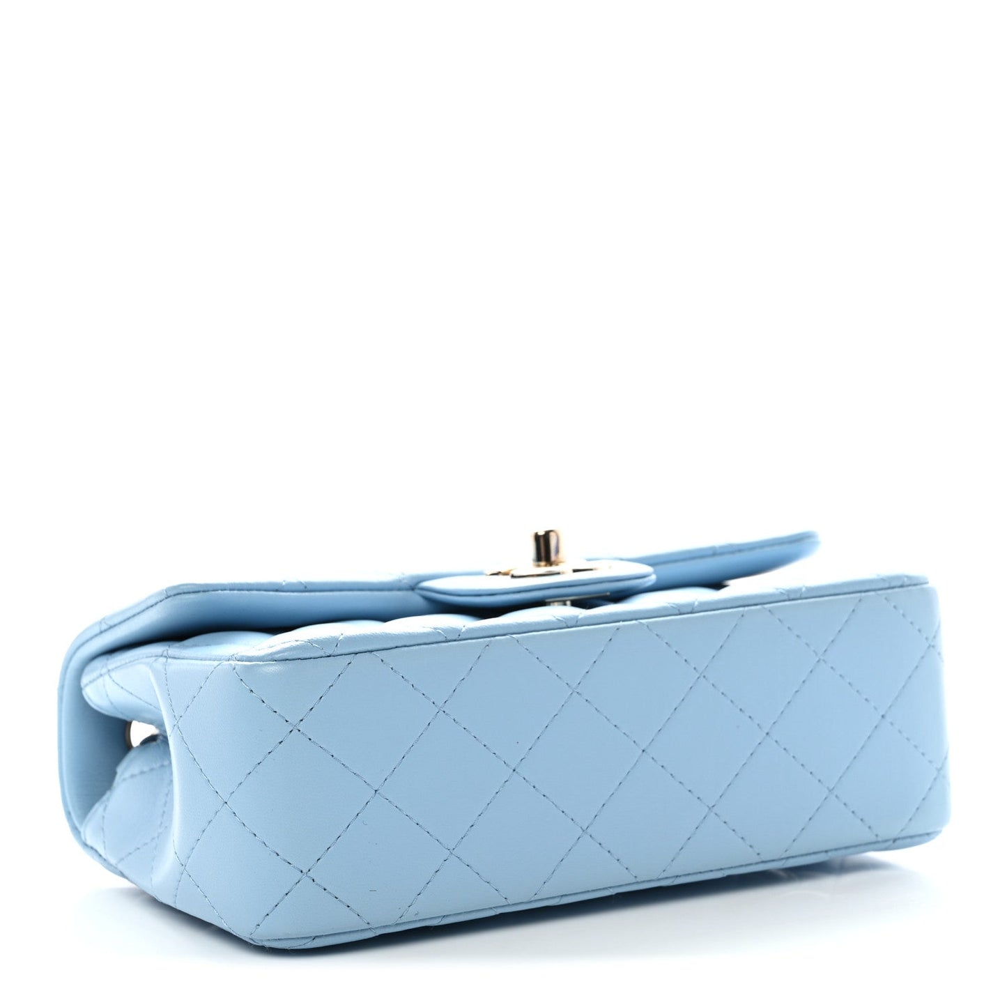 Lambskin Quilted Mini Rectangular Flap Light Blue