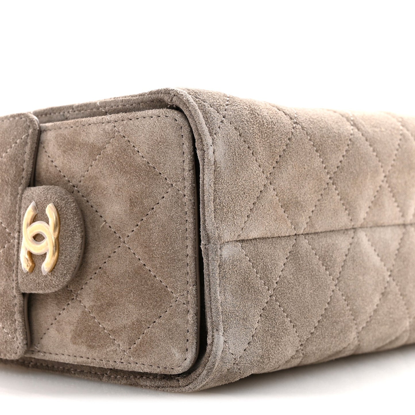Suede Quilted Mini Chanel 25 Handbag Dark Grey