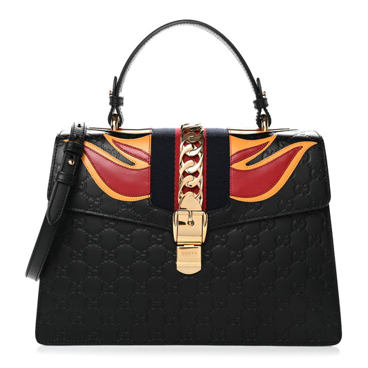 Guccissima Signature Medium Sylvie Top Handle Bag Black