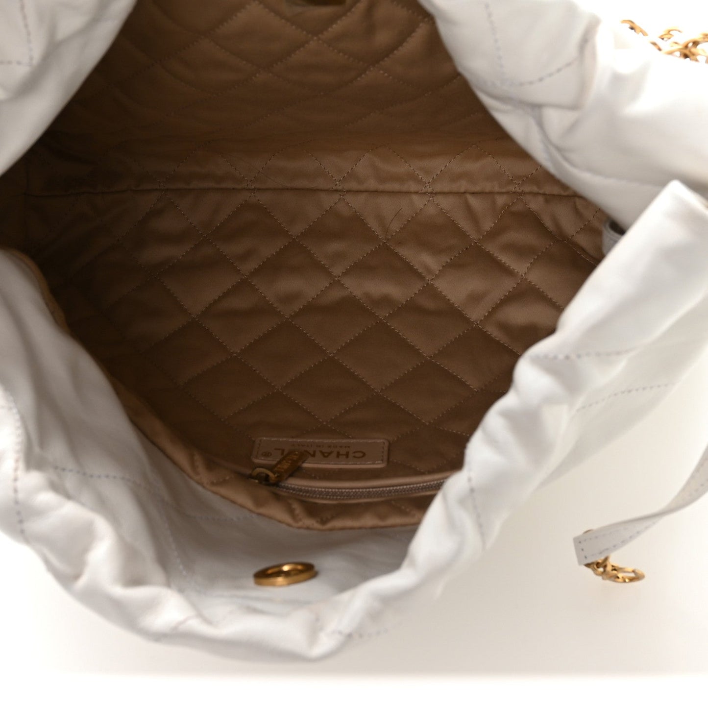 Shiny Calfskin Quilted Small Chanel 22 White