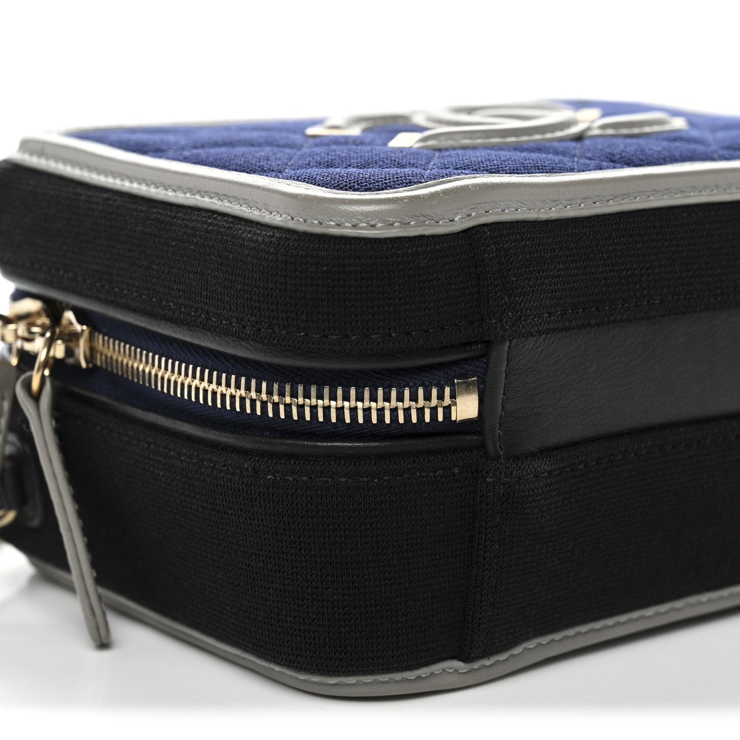 Jersey Quilted Small CC Filigree Vanity Case Blue Black Grey