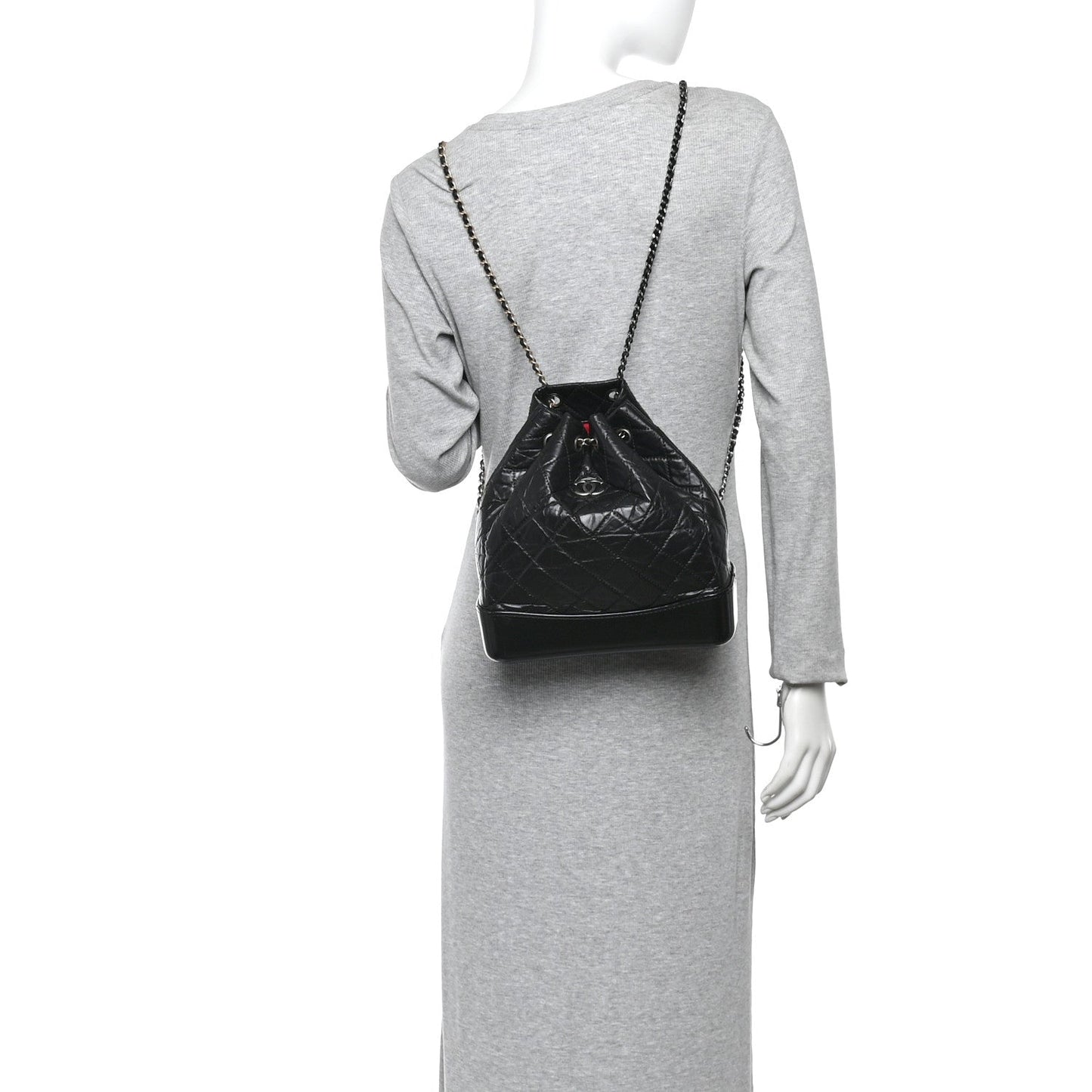 Aged Calfskin Quilted Small Gabrielle Backpack Black