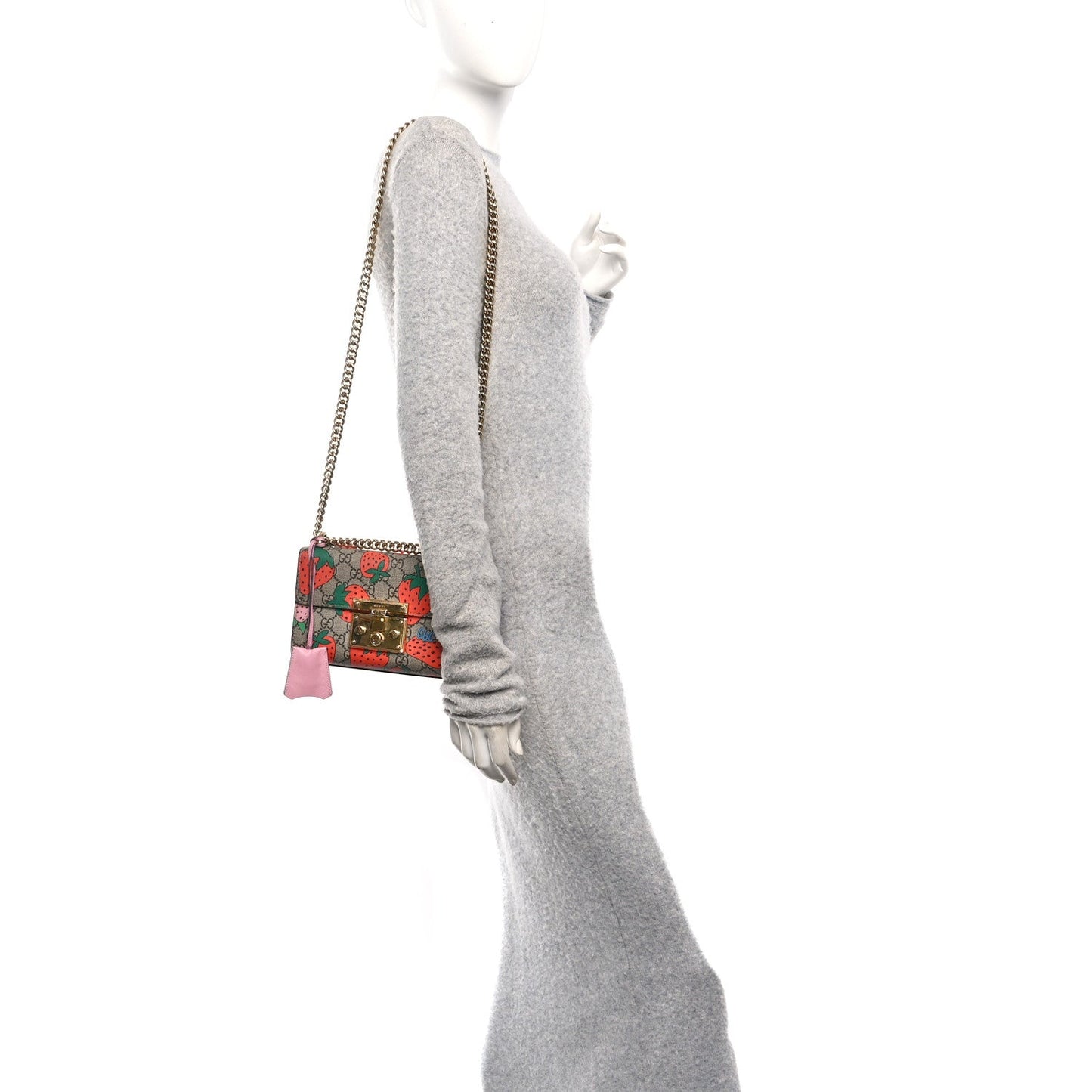 GG Supreme Monogram Strawberry Small Padlock Shoulder Bag