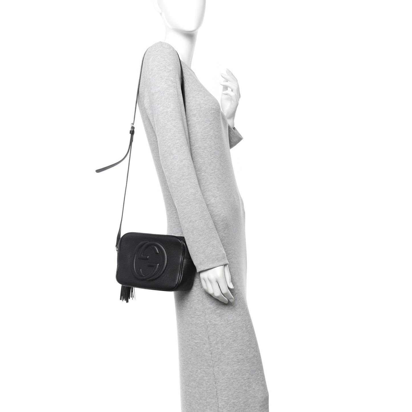 Pebbled Calfskin Small Soho Disco Bag Black