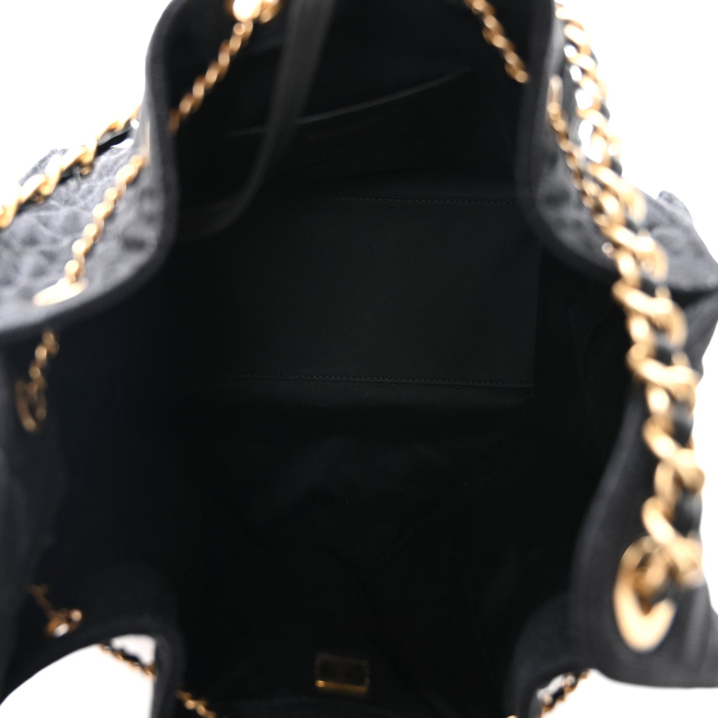 Washed Denim Quilted Medium Chanel 25 Handbag Black