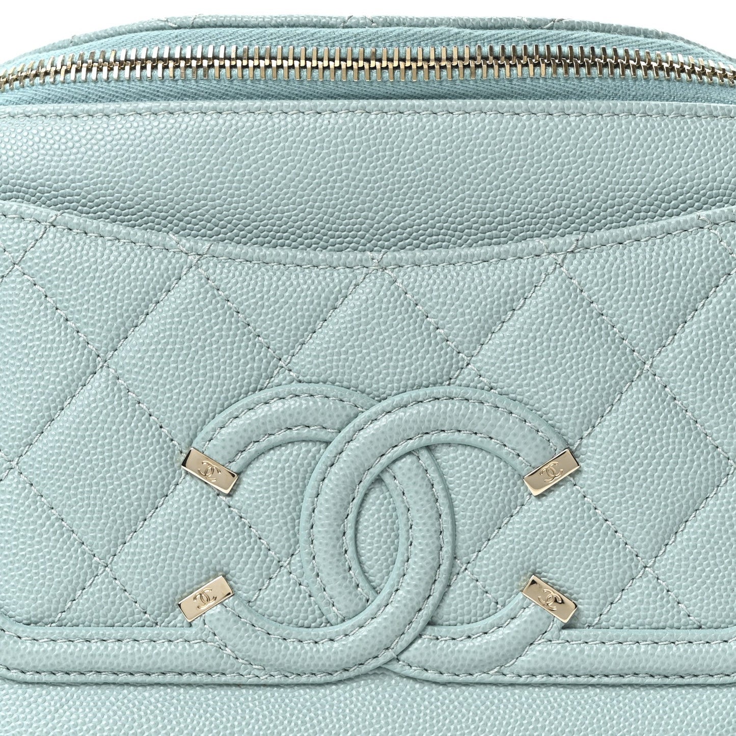 Caviar Quilted Filigree Waist Bag Light Blue