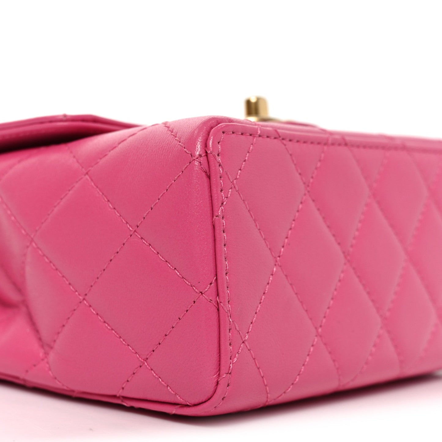 Goatskin Quilted Mini Square Flap Pink