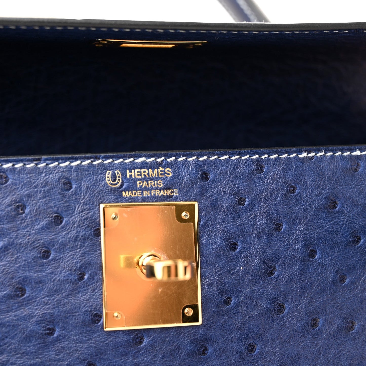 Ostrich Horseshoe Kelly Sellier 28 Bleu Iris