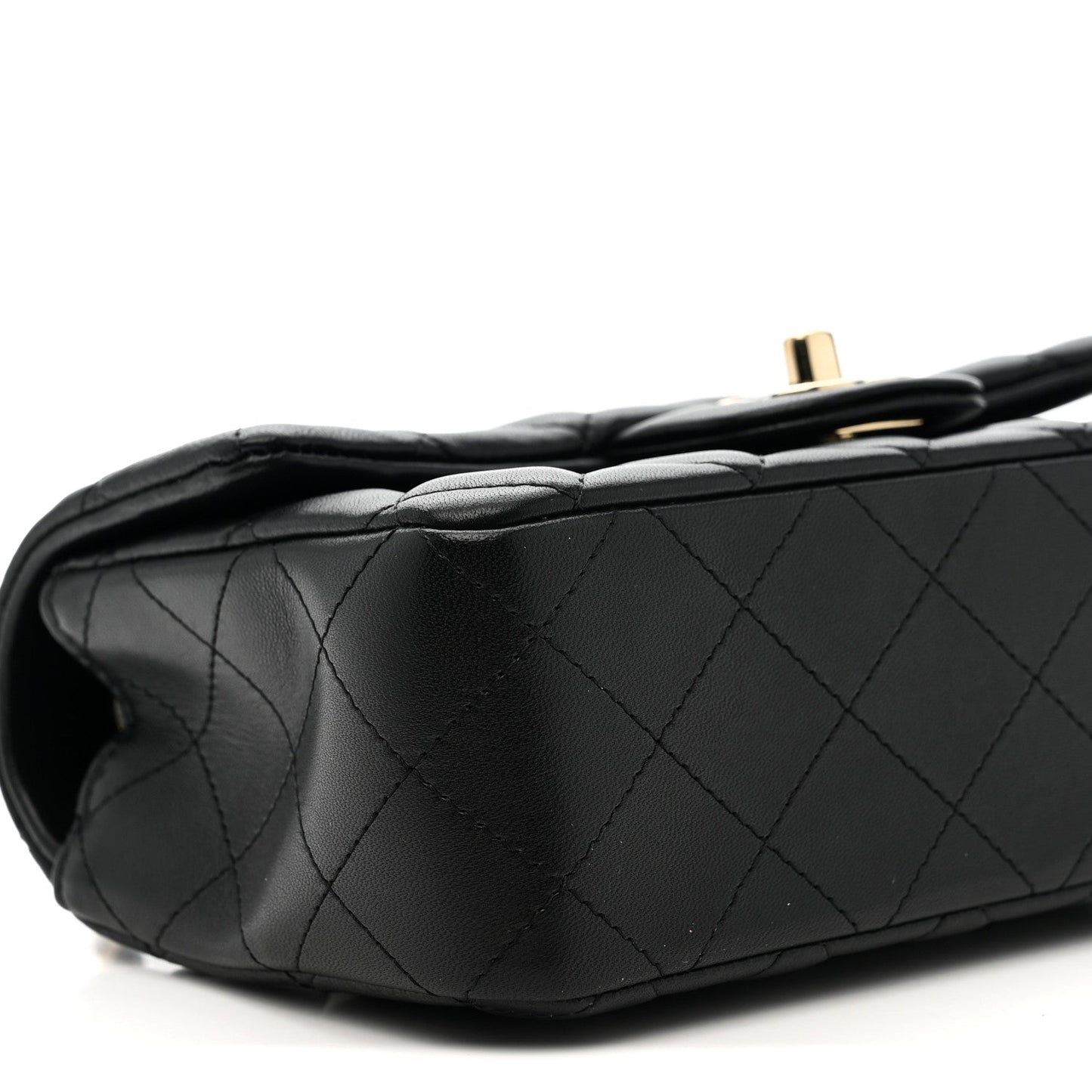 Lambskin Quilted Mini Rectangular Flap Black