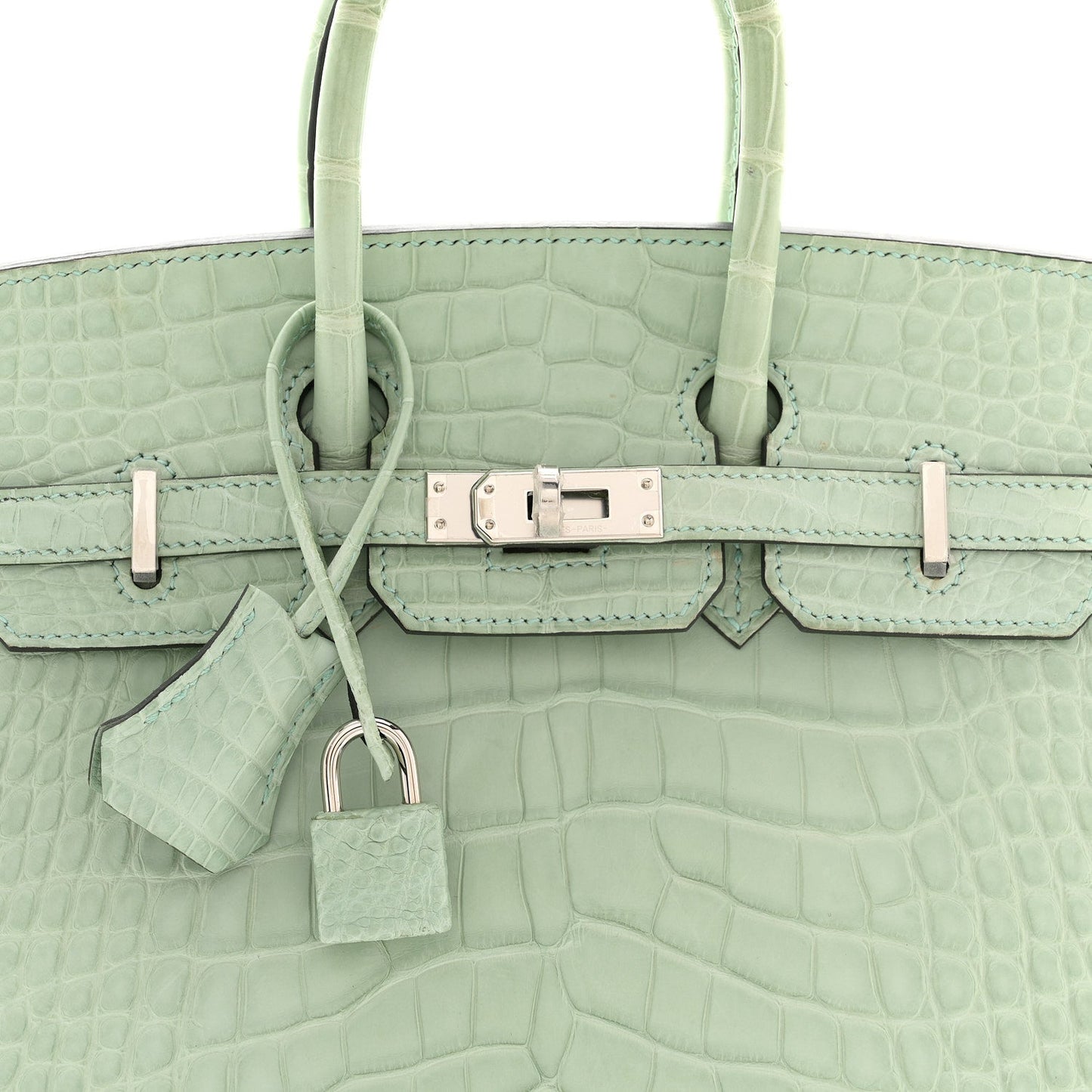 Matte Alligator Birkin Sellier 25 Vert D'eau
