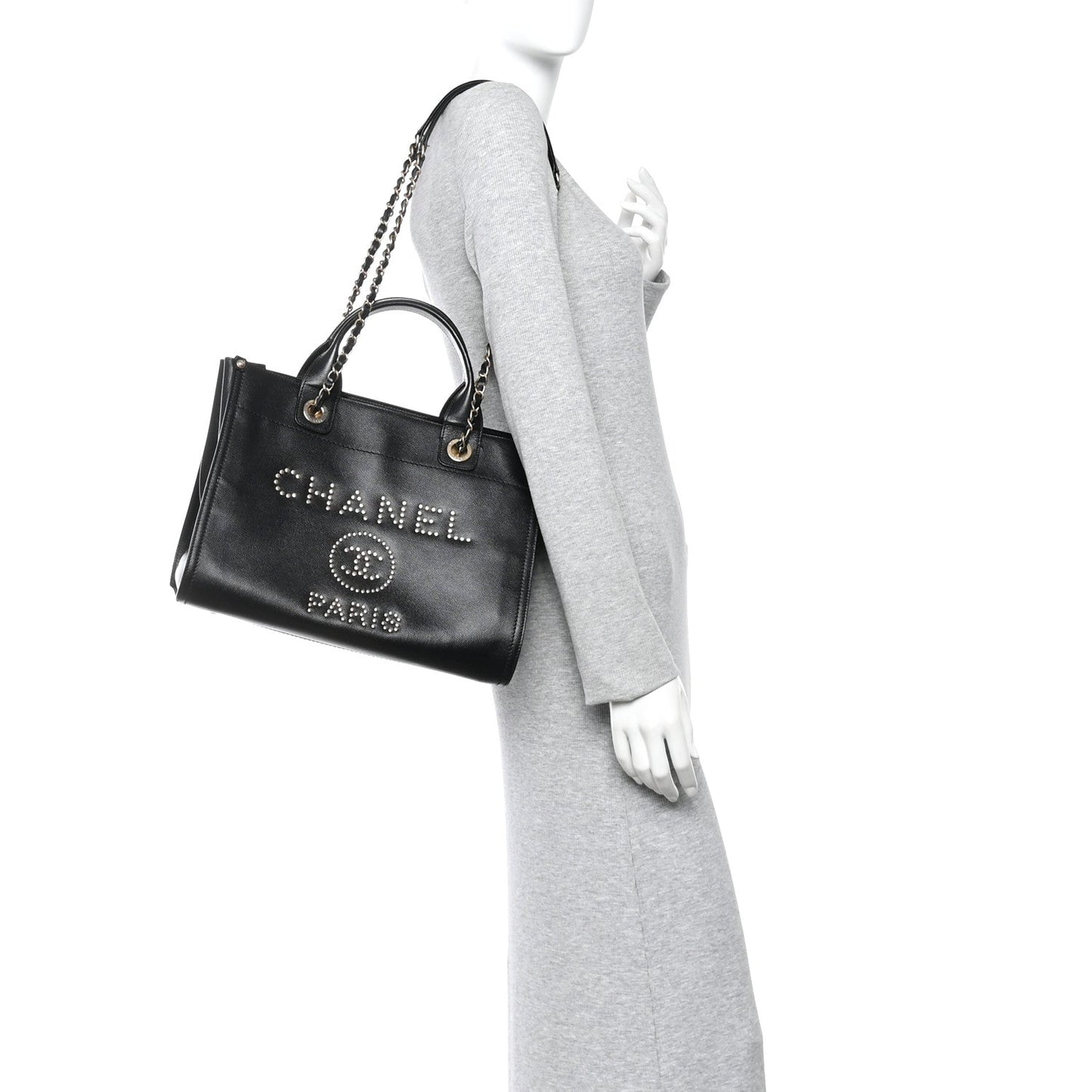 Caviar Small Studded Deauville Tote Black