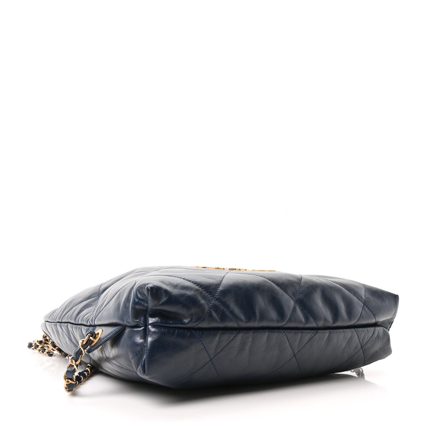 Shiny Calfskin Quilted Chanel 22 Backpack Dark Blue