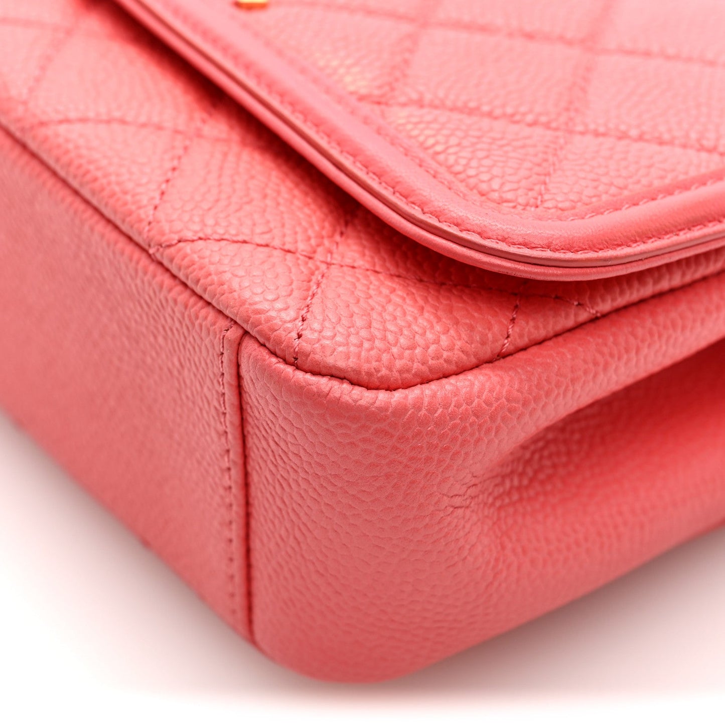 Caviar Quilted Small CC Filigree Flap Coral
