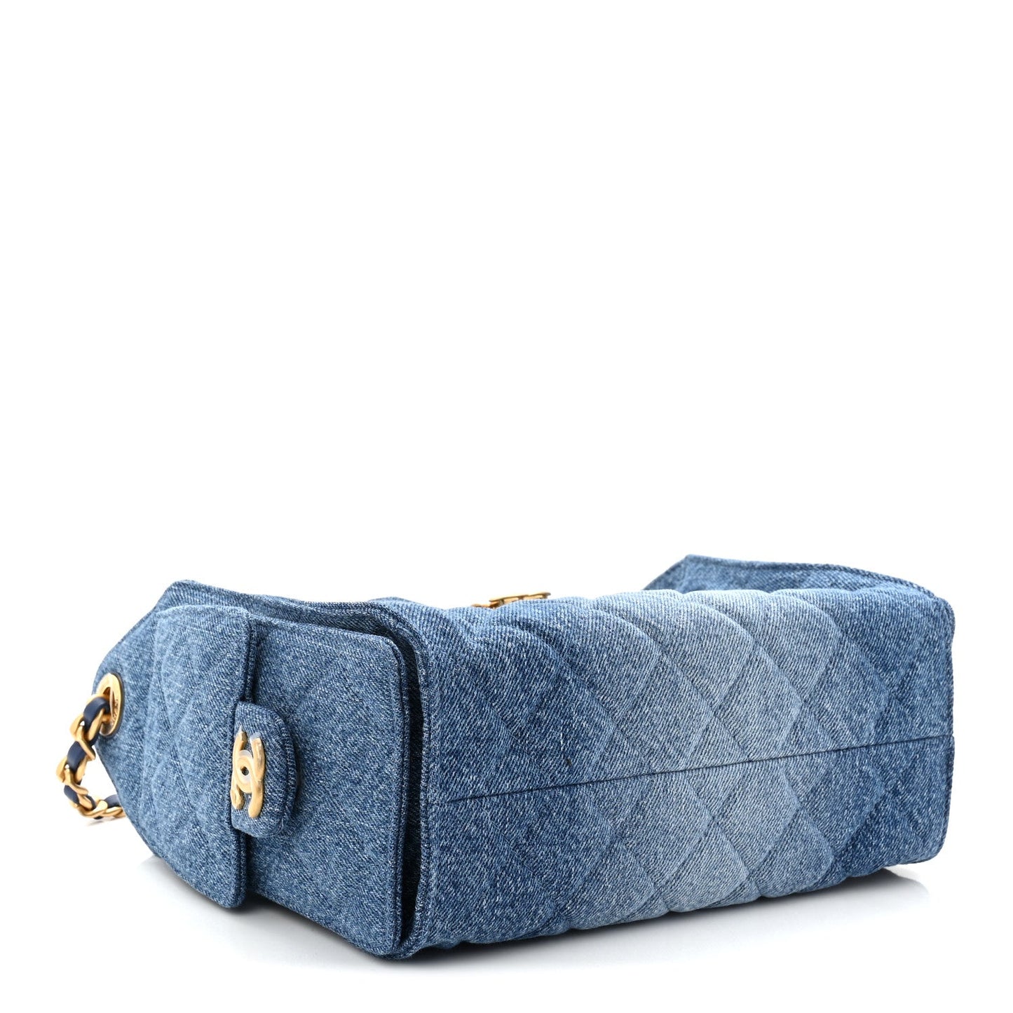 Washed Denim Quilted Mini Chanel 25 Handbag Blue