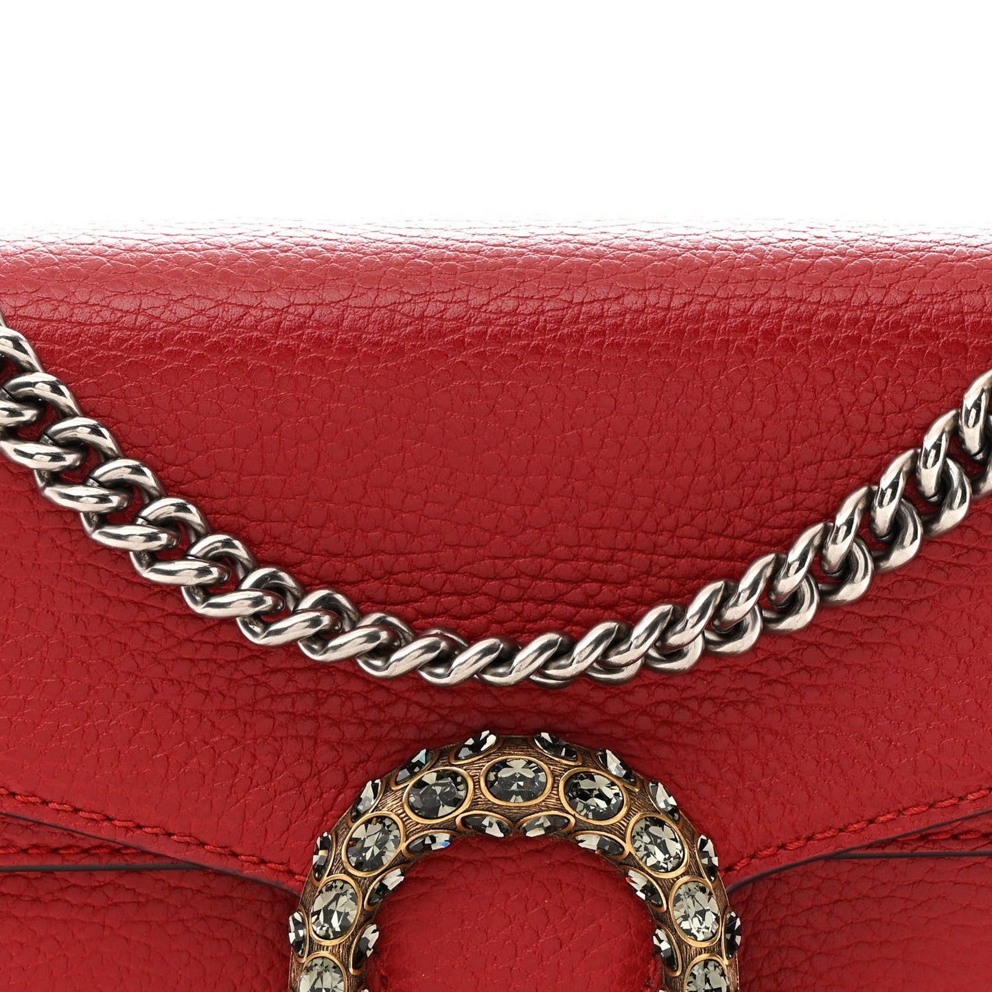 Dollar Calfskin Swarovski Crystal Small Dionysus Shoulder Bag Hibiscus Red
