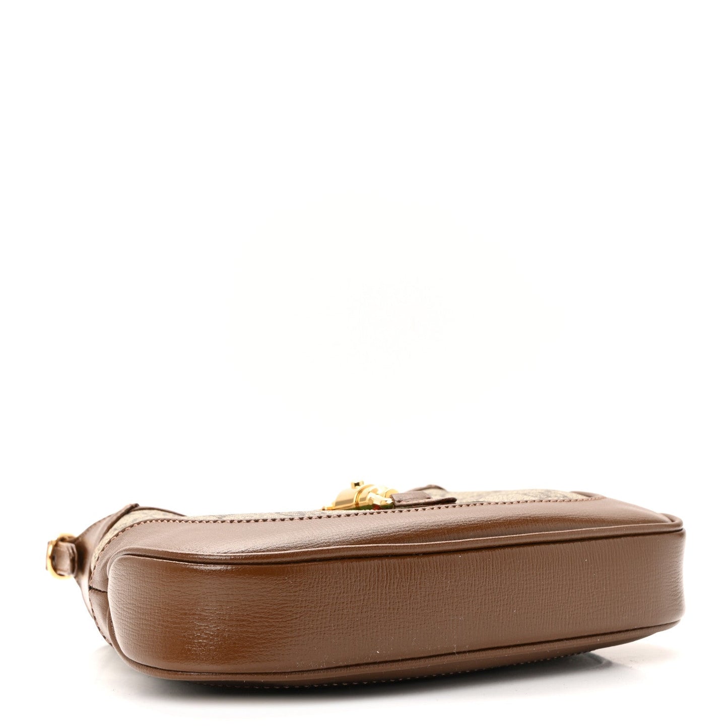 GG Supreme Monogram Azalea Calfskin Web Mini Jackie 1961 Hobo Beige Ebony Brown Sugar