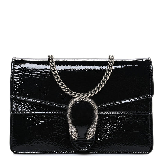 Crinkled Patent Mini Dionysus Shoulder Bag Black