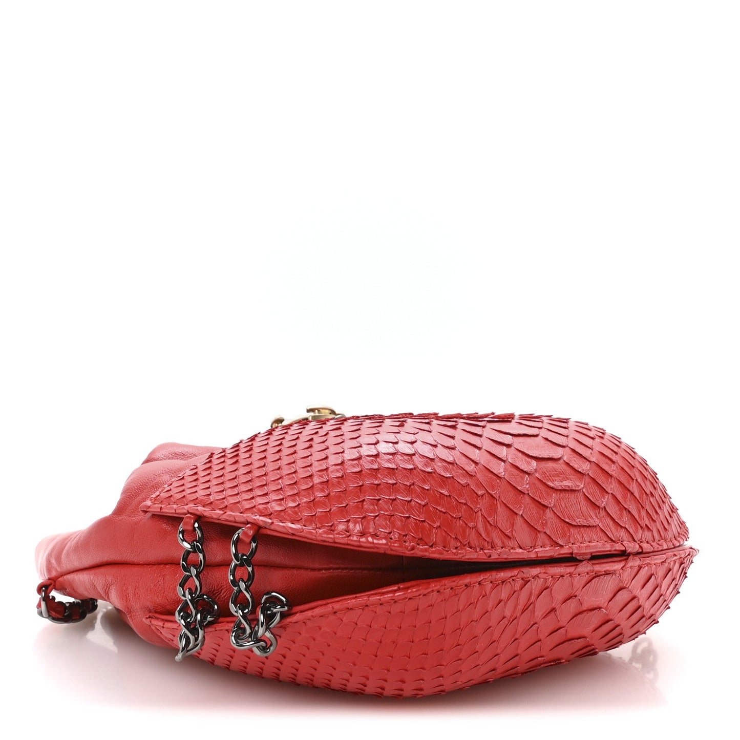 Snakeskin Calfskin Gabrielle Bucket Red