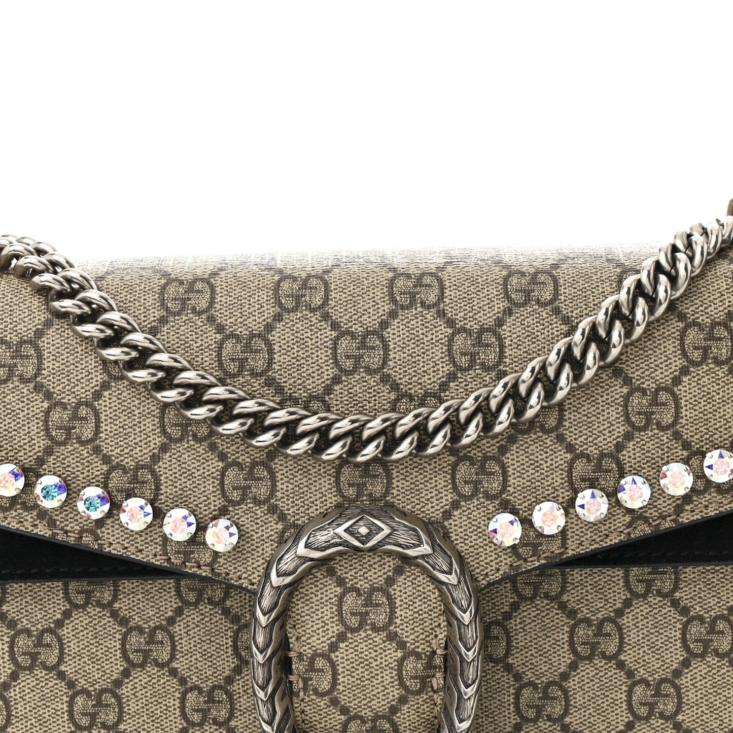 GG Supreme Monogram Crystal Small Dionysus Shoulder Bag Black