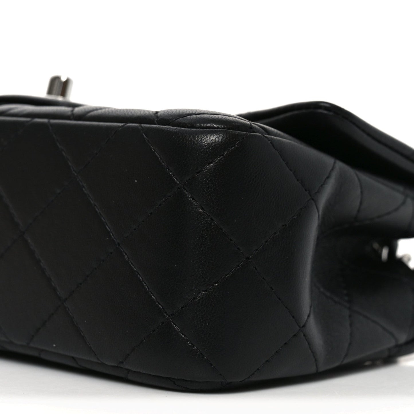 Lambskin Quilted Mini Rectangular Flap Black