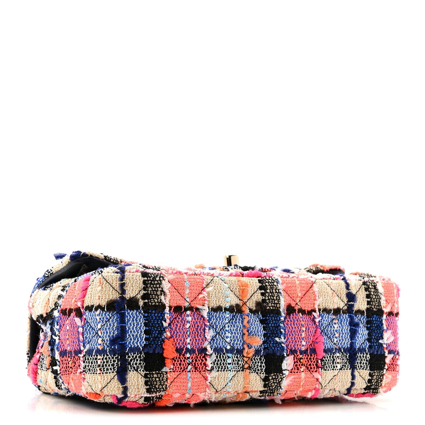 Tweed Quilted Mini Rectangular Flap Blue Orange Pink