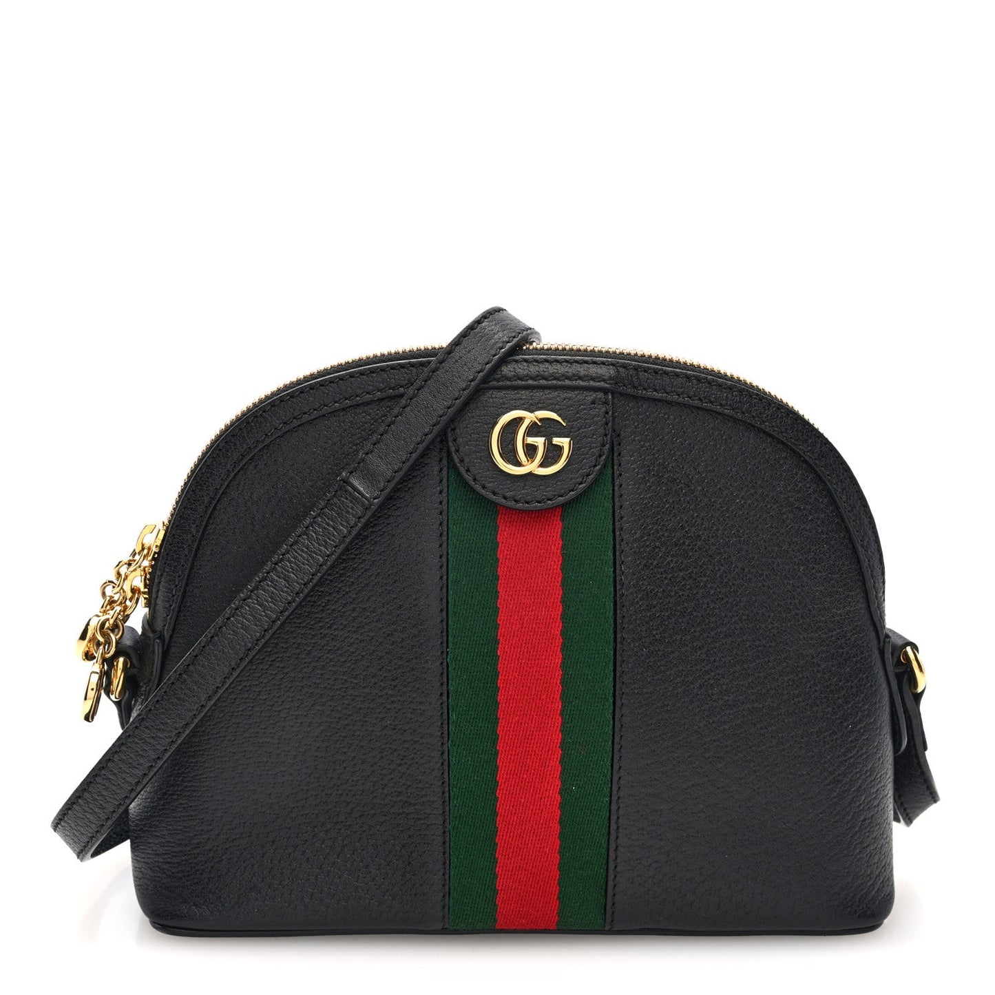 Calfskin GG Web Small Ophidia Dome Shoulder Bag Black