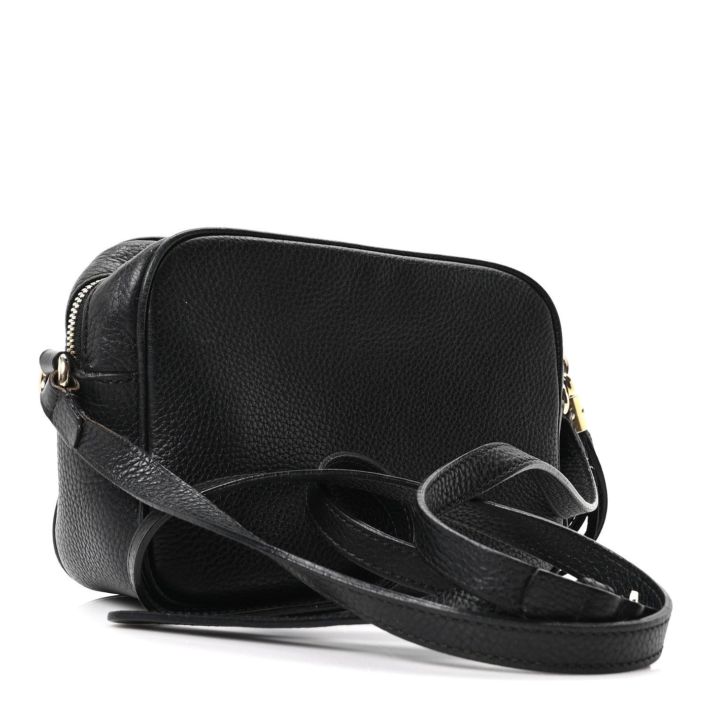 Pebbled Calfskin Small Soho Disco Bag Black