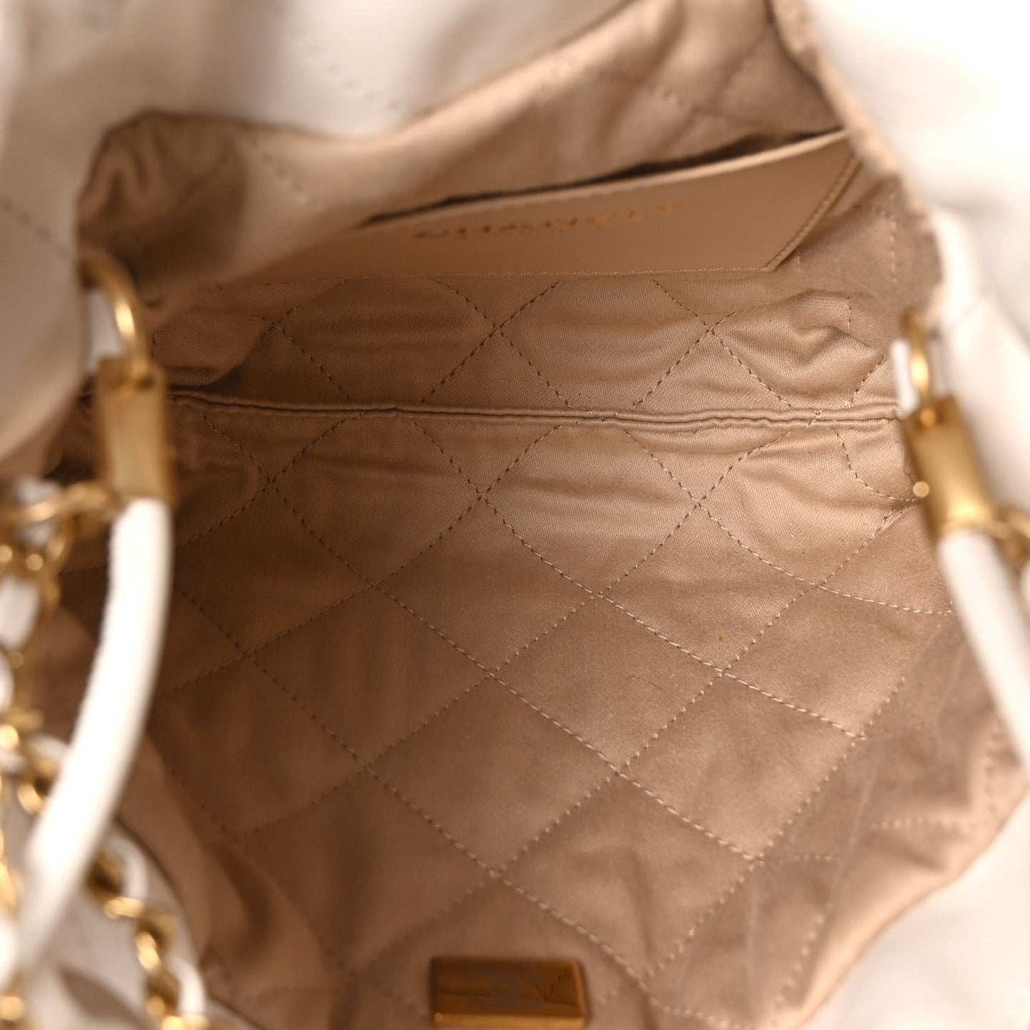 Shiny Calfskin Quilted Mini Chanel 22 White