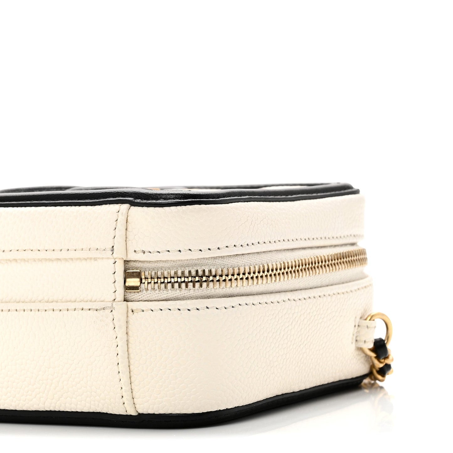 Caviar Quilted Small CC Filigree Vanity Case White Black