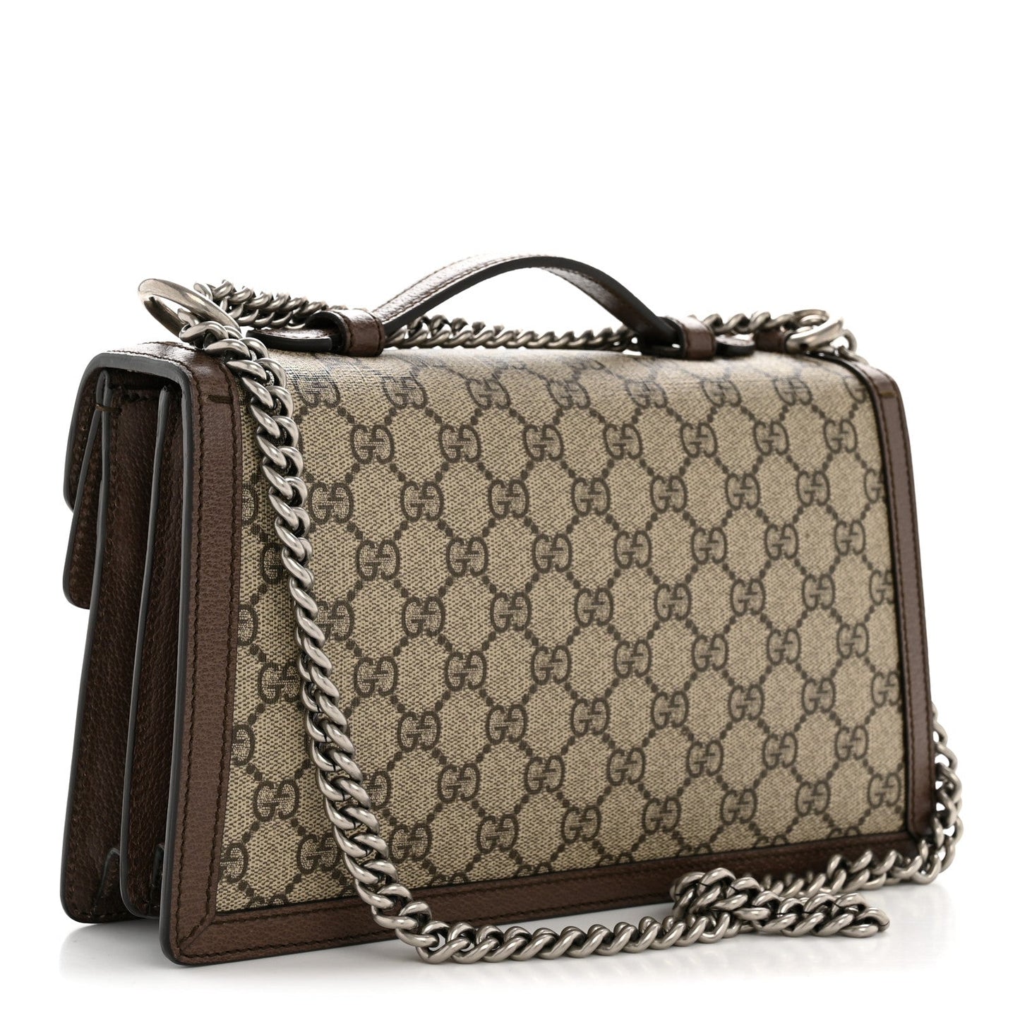 GG Supreme Monogram Textured Dollar Calfskin Top Handle Dionysus Shoulder Bag Beige Ebony New Acero