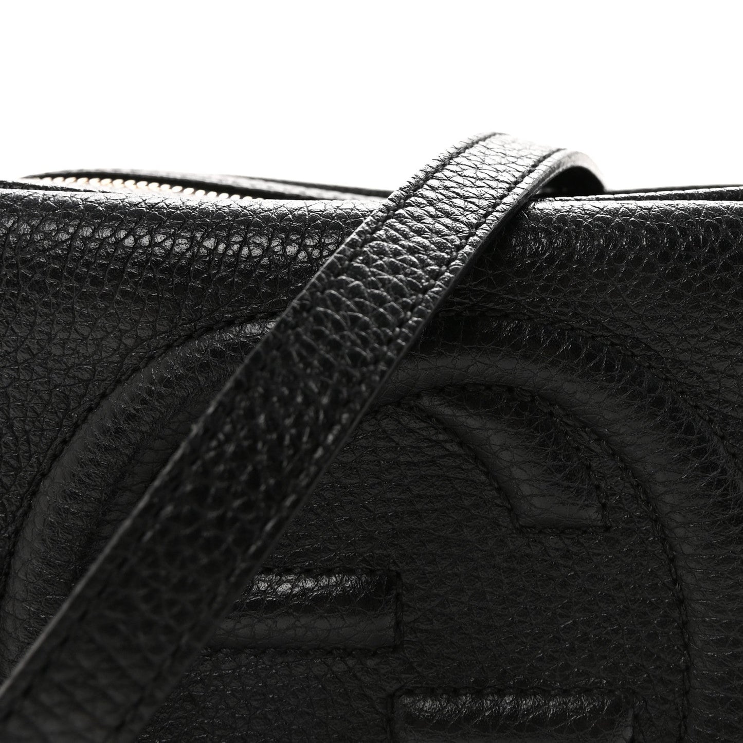 Pebbled Calfskin Small Soho Disco Bag Black