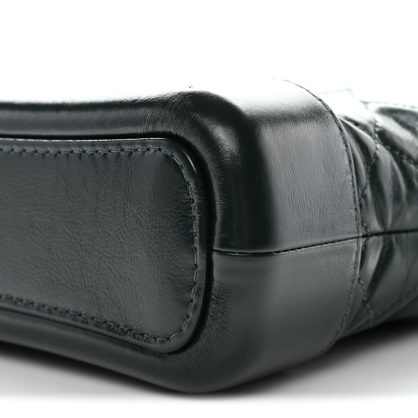 Aged Calfskin Quilted Small Gabrielle Hobo Dark Green