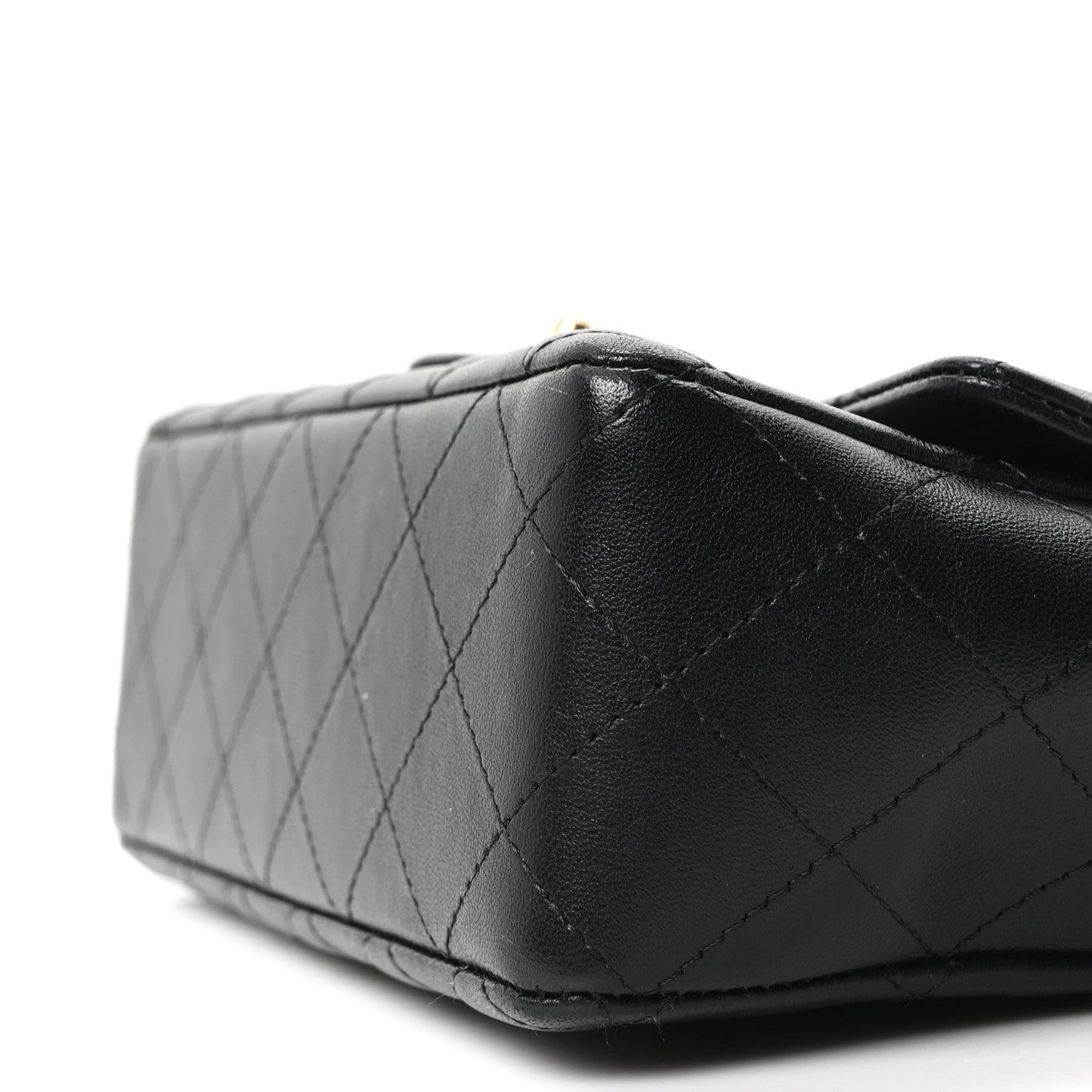 Lambskin Quilted Mini Rectangular Flap Black