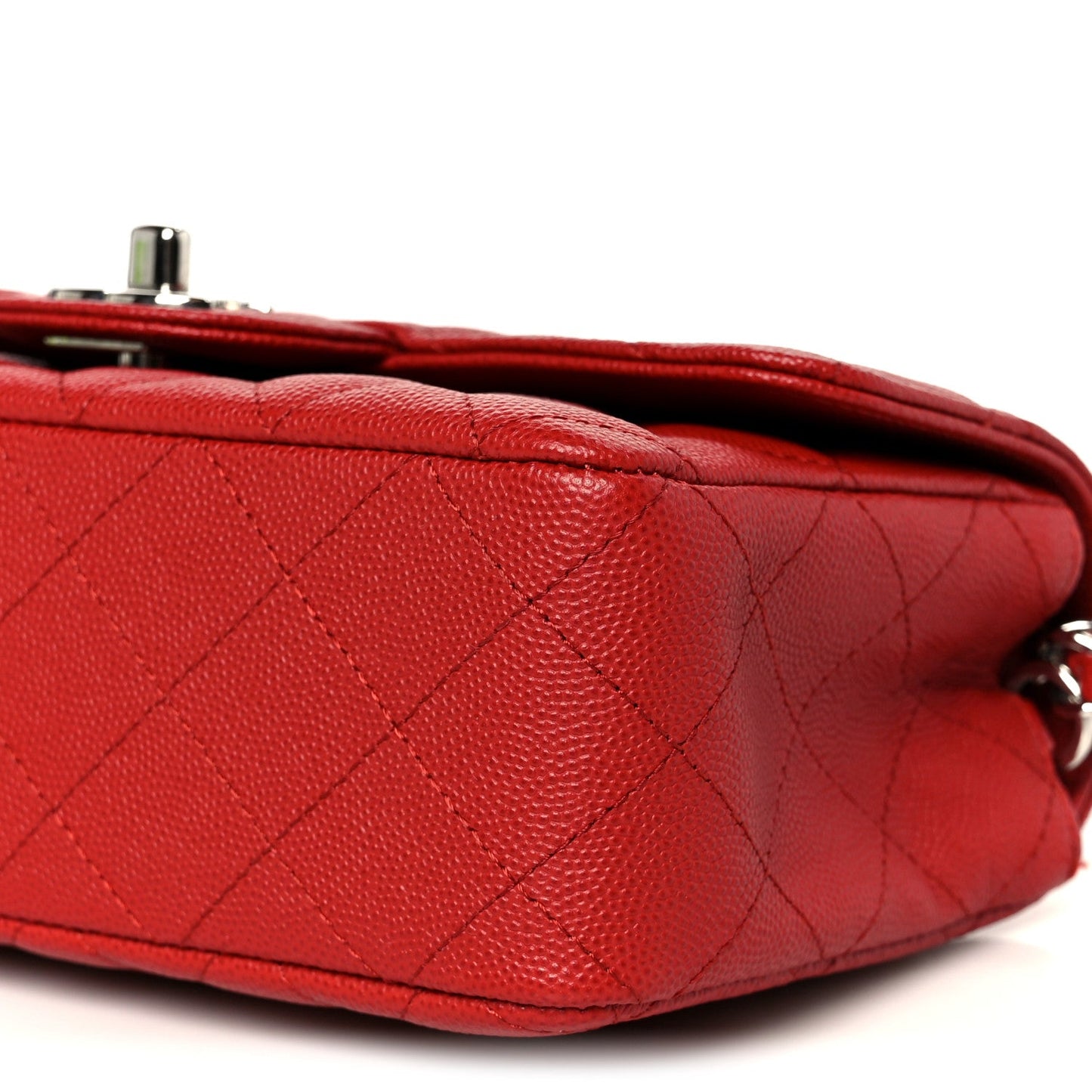 Caviar Quilted Mini Rectangular Flap Red