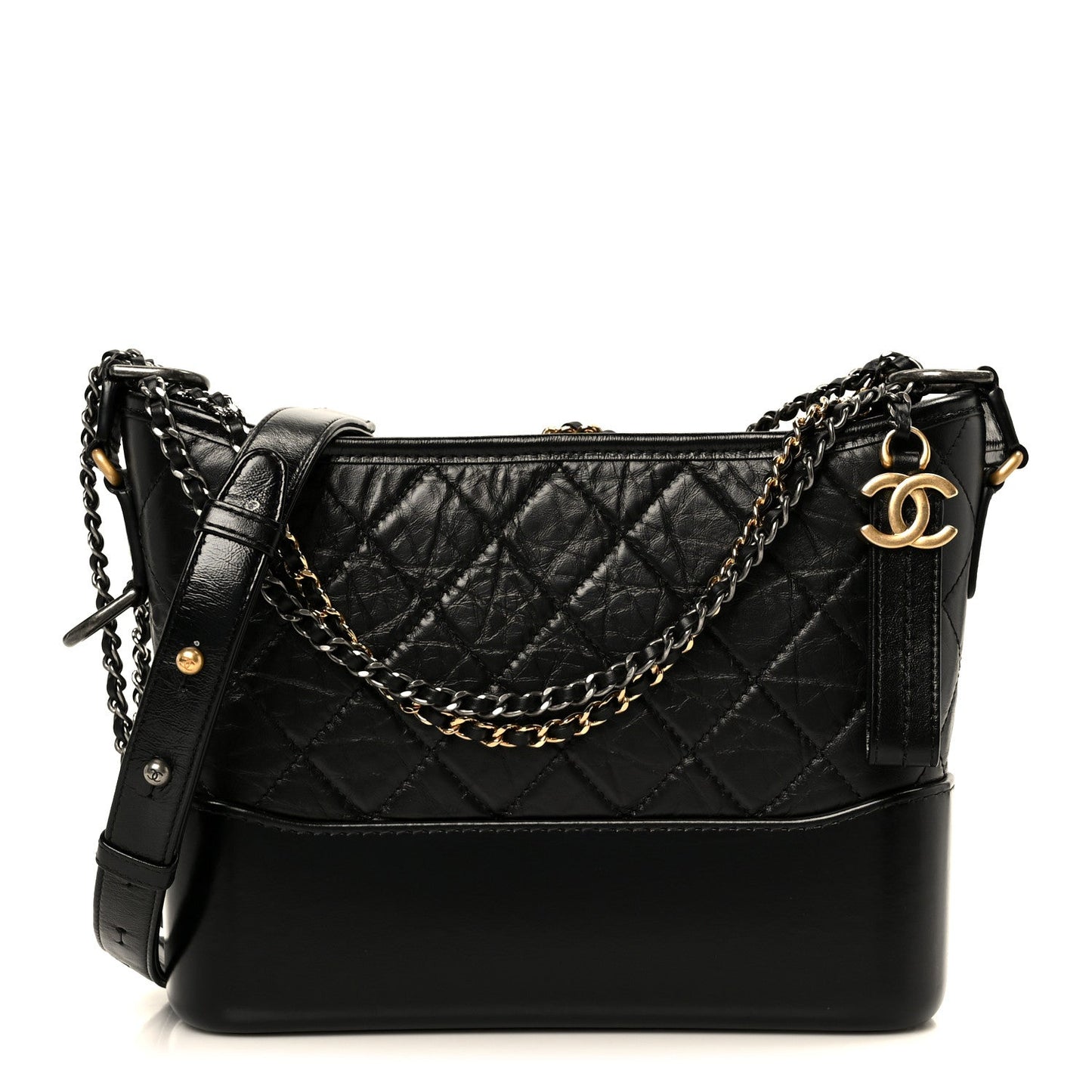 Aged Calfskin Quilted New Medium Gabrielle Hobo Black