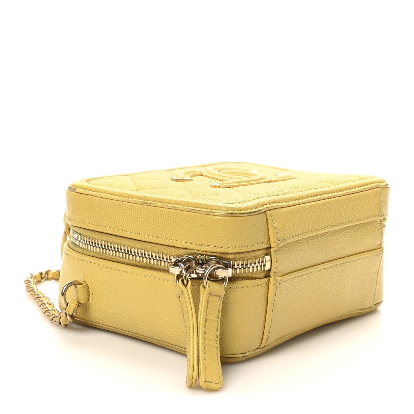 Caviar Quilted Small CC Filigree Vanity Case Yellow