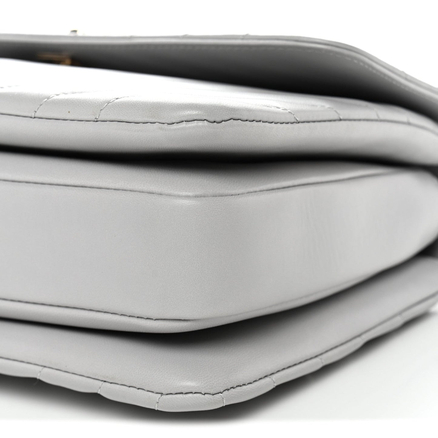 Lambskin Chevron Quilted Medium Trendy CC Dual Handle Flap Bag Grey