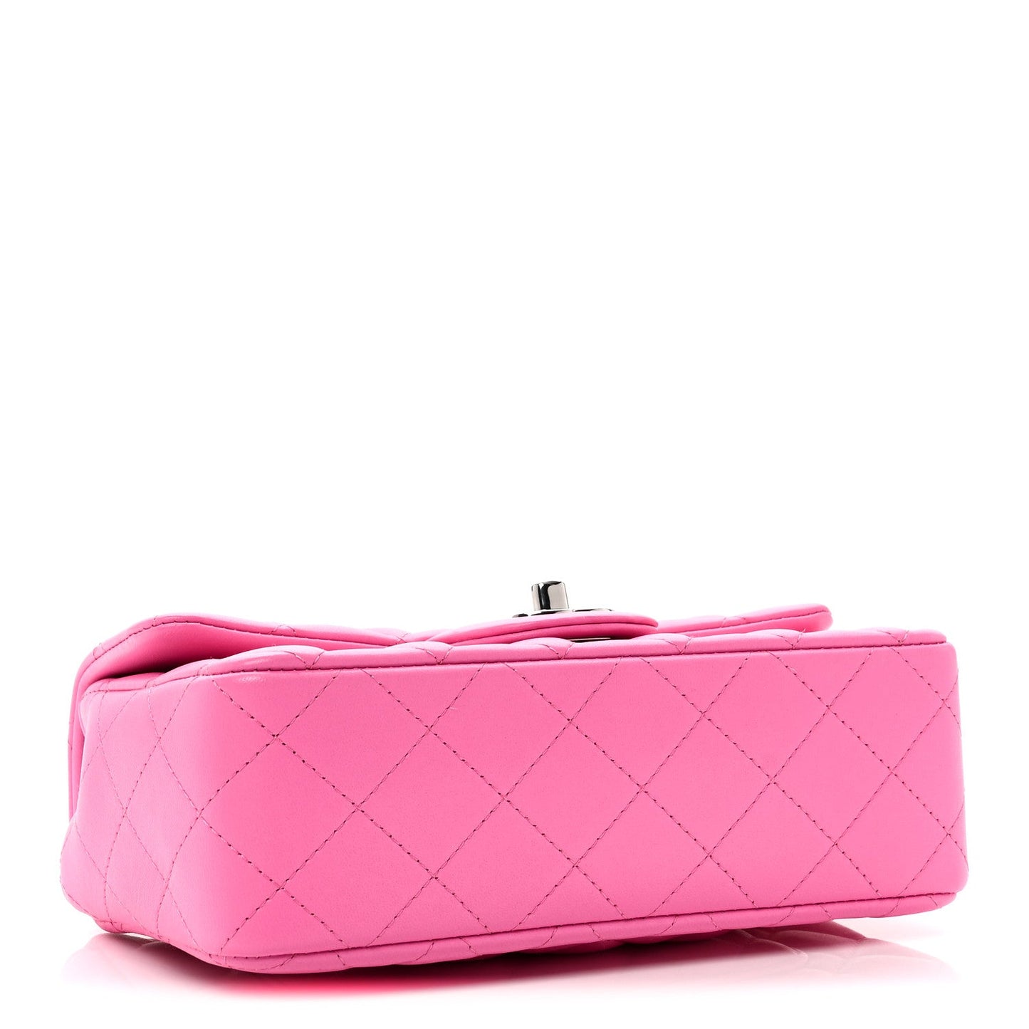 Lambskin Quilted Mini Rectangular Flap Neon Pink