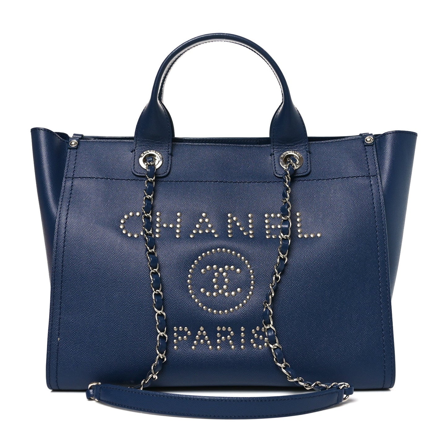 Caviar Small Studded Deauville Tote Navy