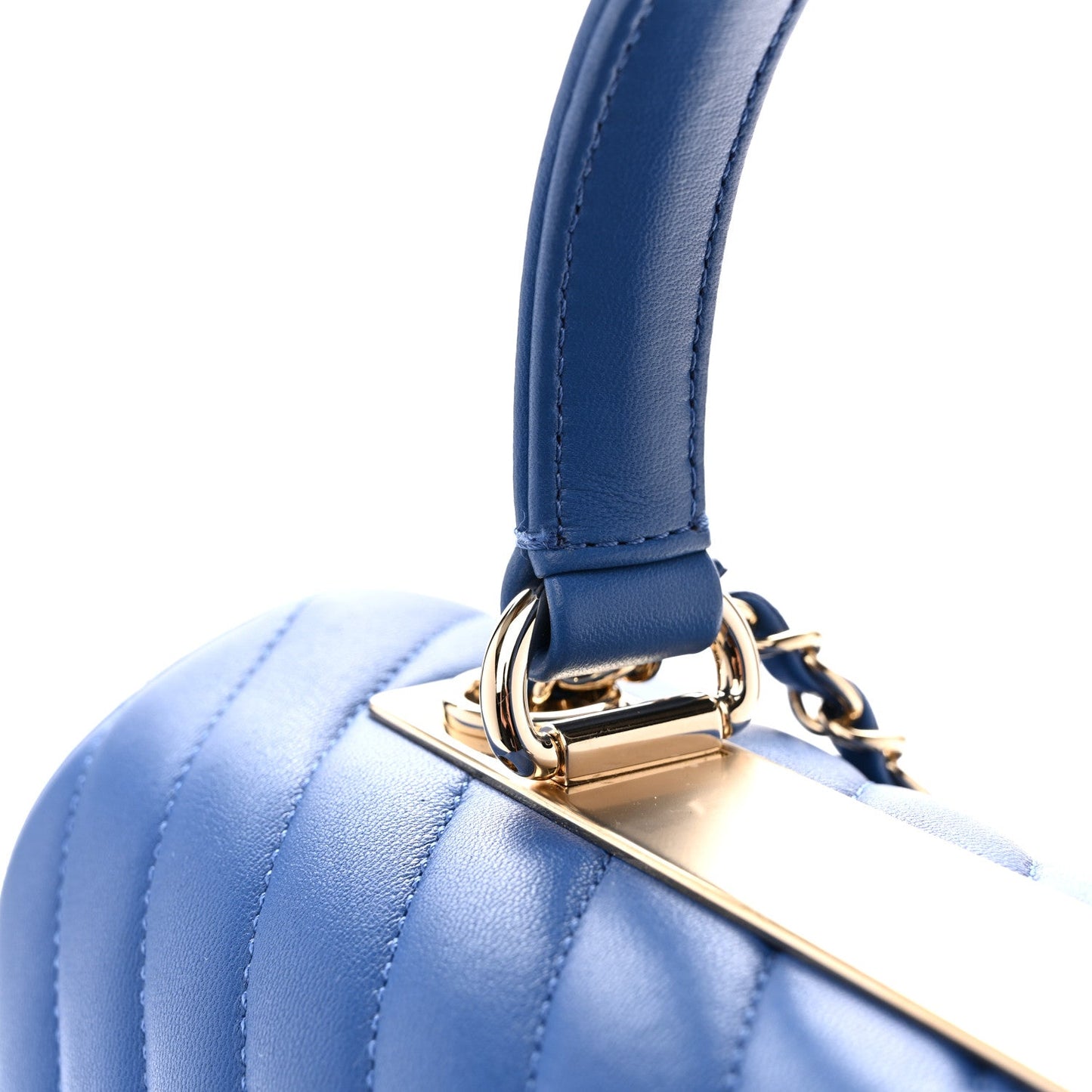 Lambskin Chevron Quilted Medium Trendy CC Dual Handle Flap Bag Blue
