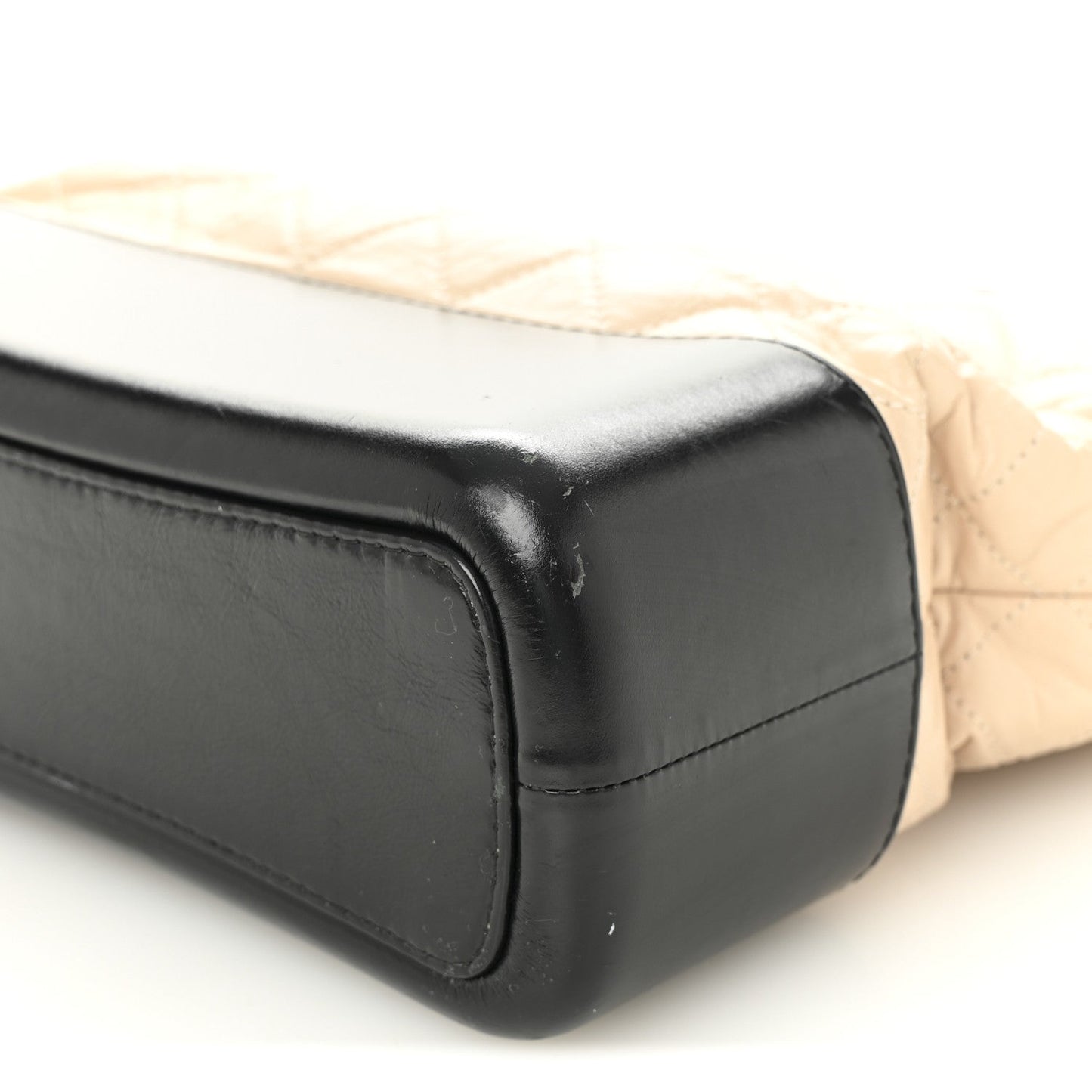 Aged Calfskin Quilted Medium Gabrielle Hobo Beige Black