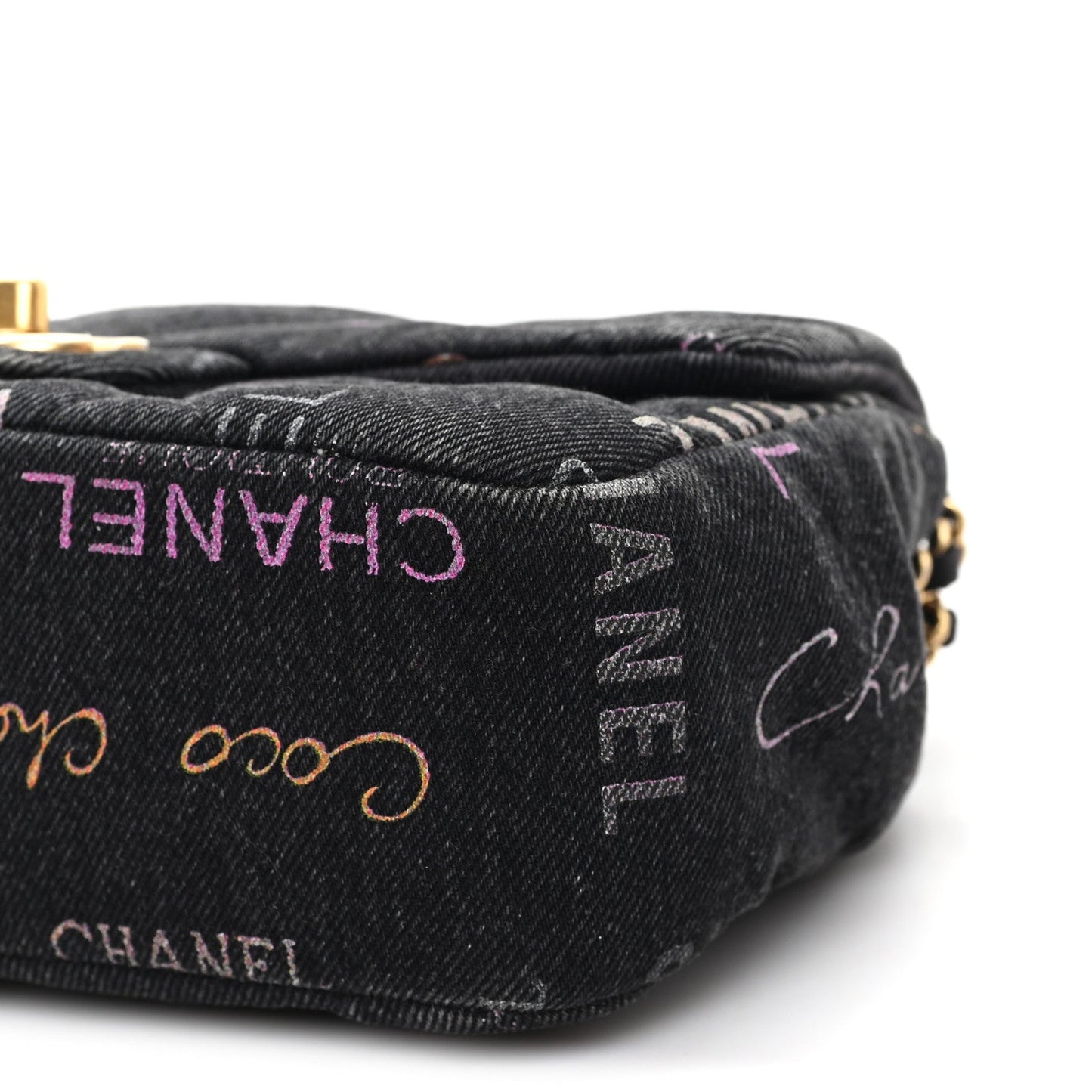 Denim Quilted Denim Mood Mini Rectangular Flap Black Multicolor