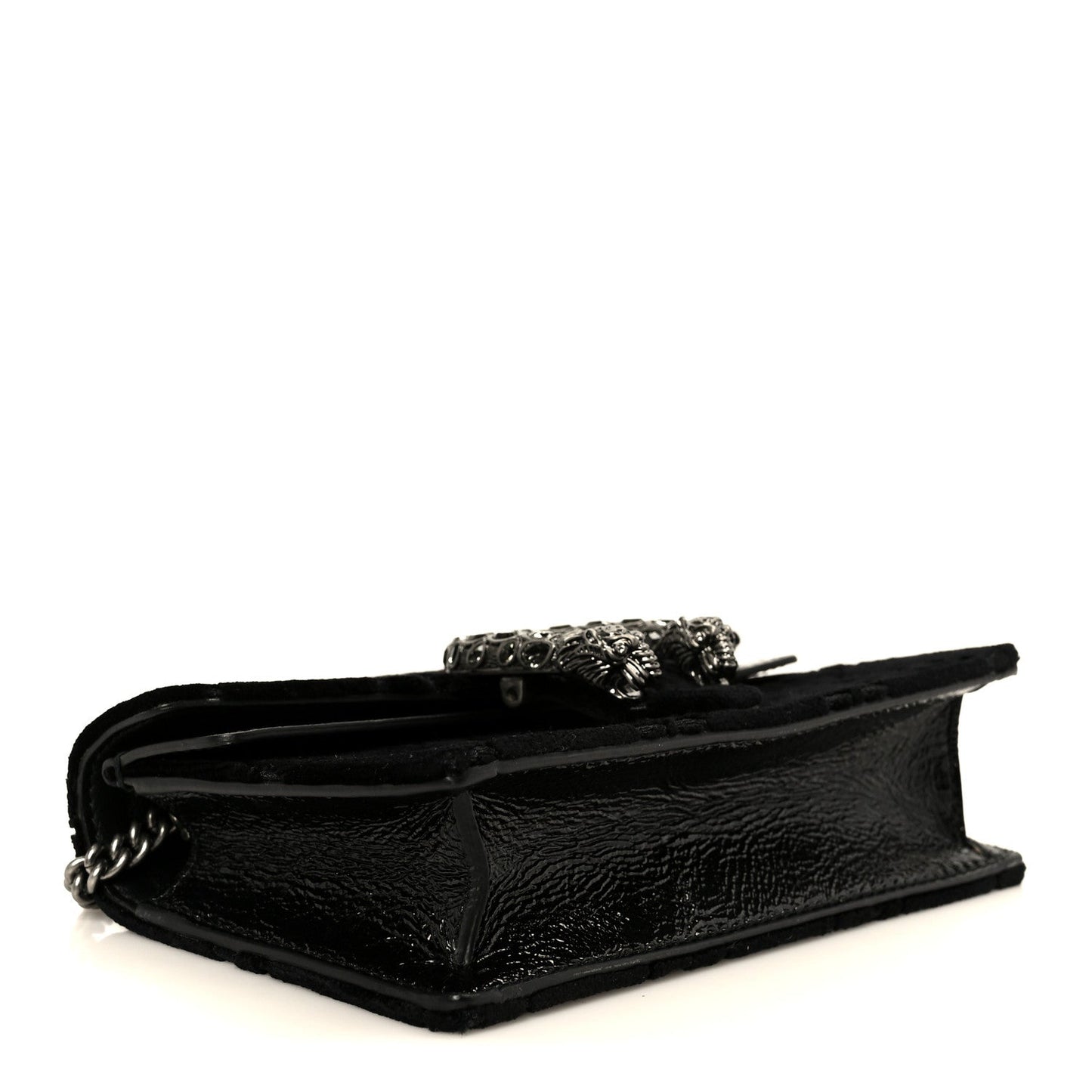 Velvet Skipper Crystal GG Monogram Super Mini Dionysus Shoulder Bag Black