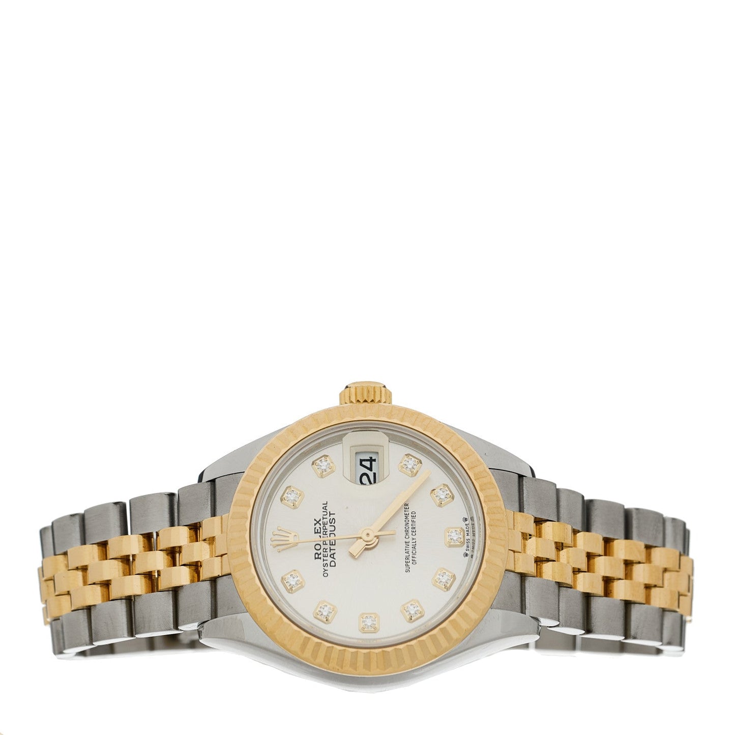 Stainless Steel 18K Yellow Gold Diamond 28mm Oyster Perpetual Datejust Watch Silver 279173