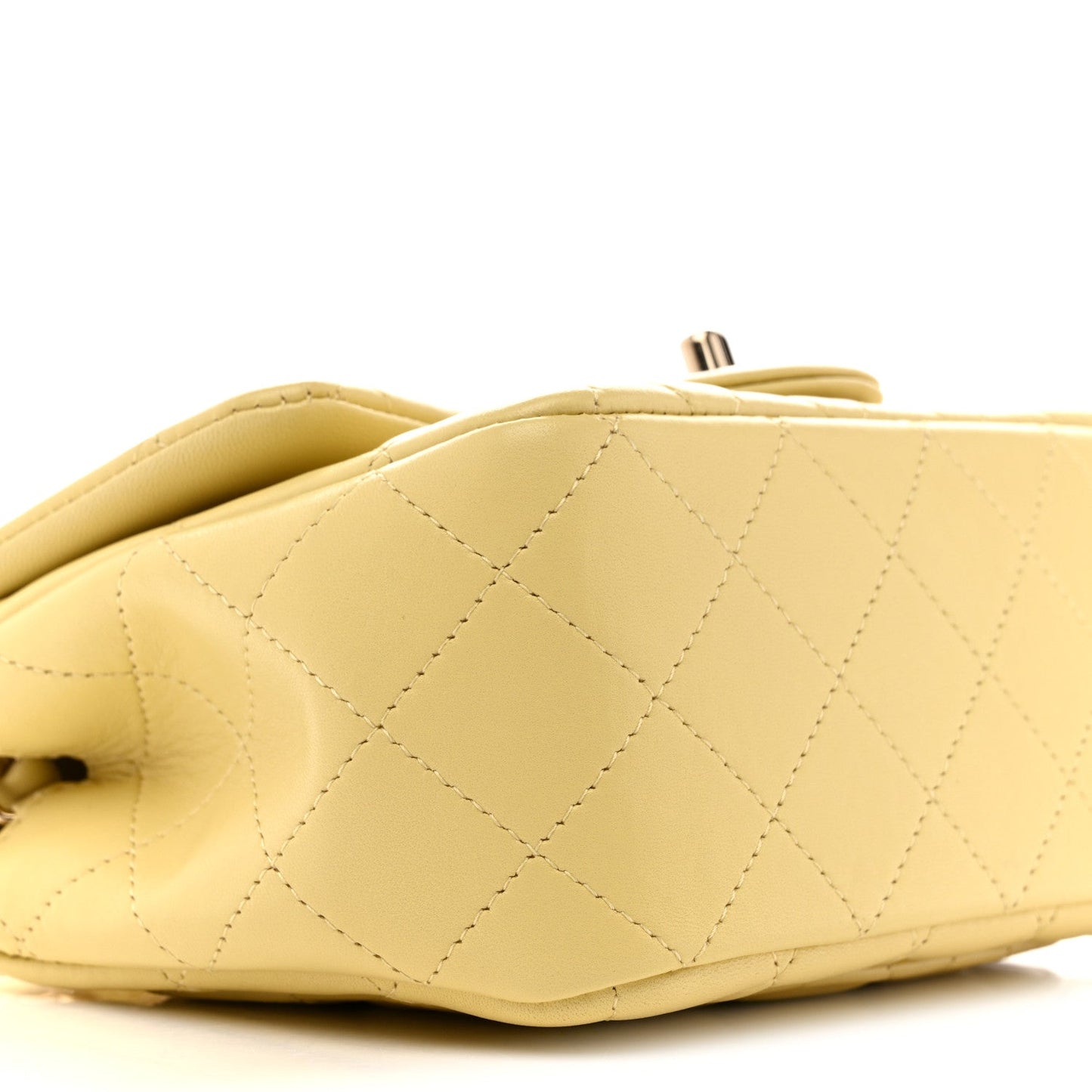 Lambskin Quilted Mini Square Flap Light Yellow