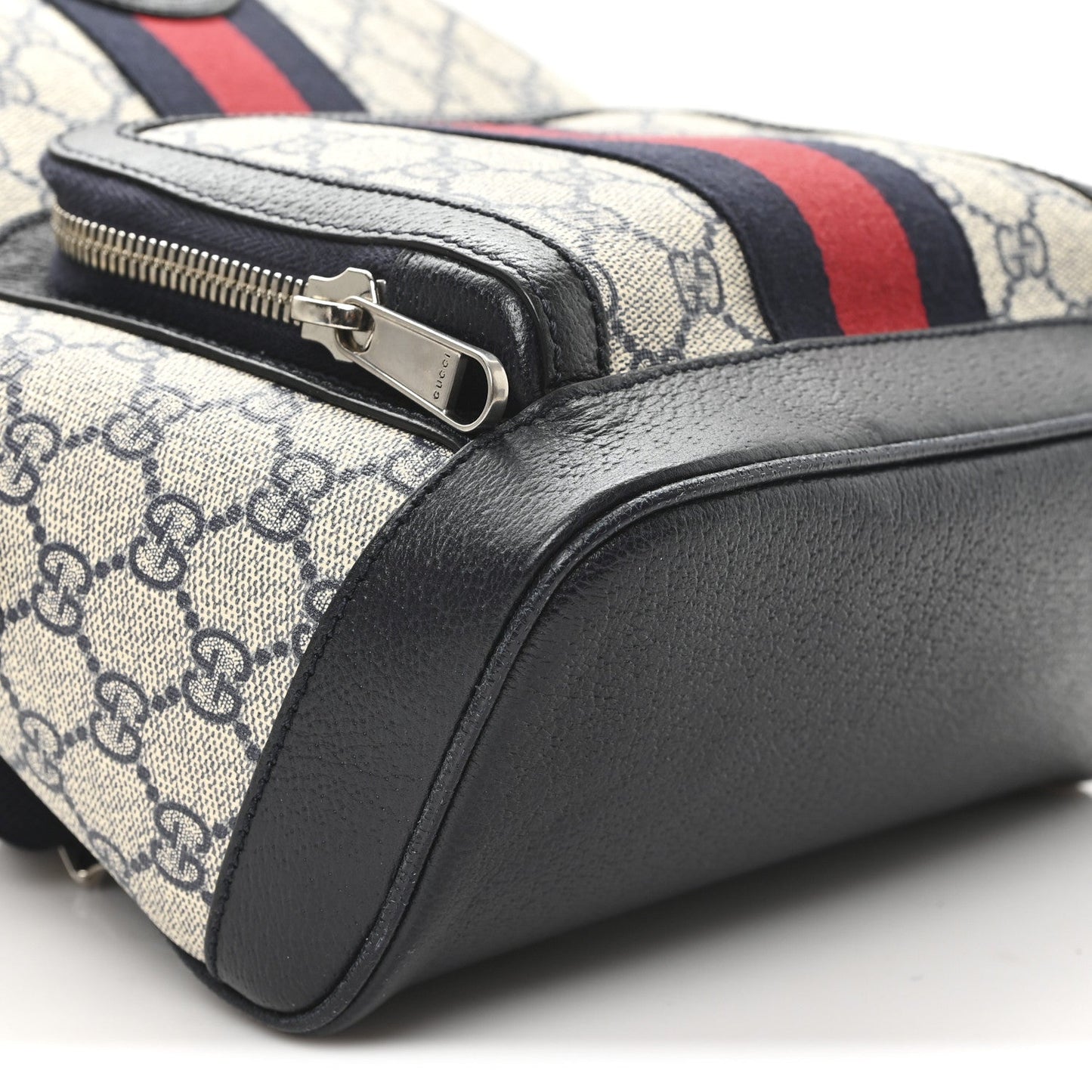 GG Supreme Monogram Textured Dollar Calfskin Web Small Ophidia Day Backpack Beige Blue Black