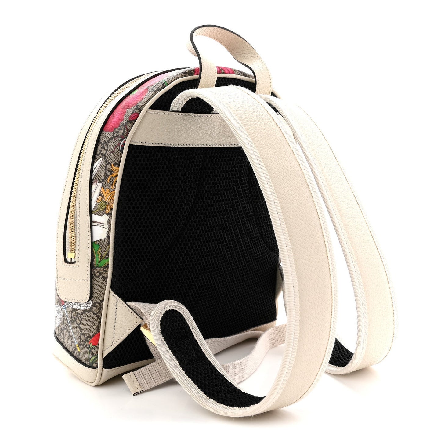GG Supreme Monogram Flora Web Small Ophidia Day Backpack White