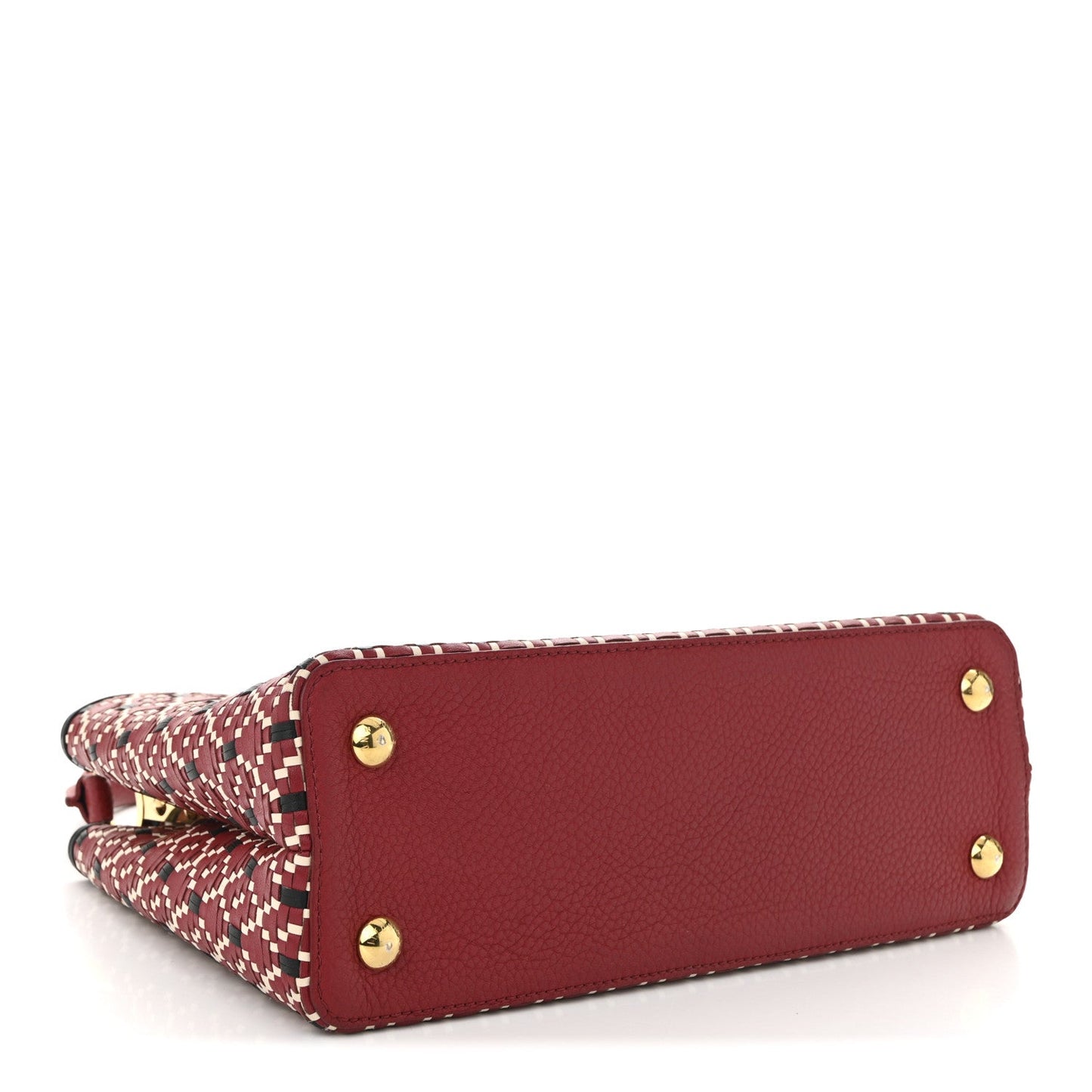 Calfskin Woven Capucines PM Black Red